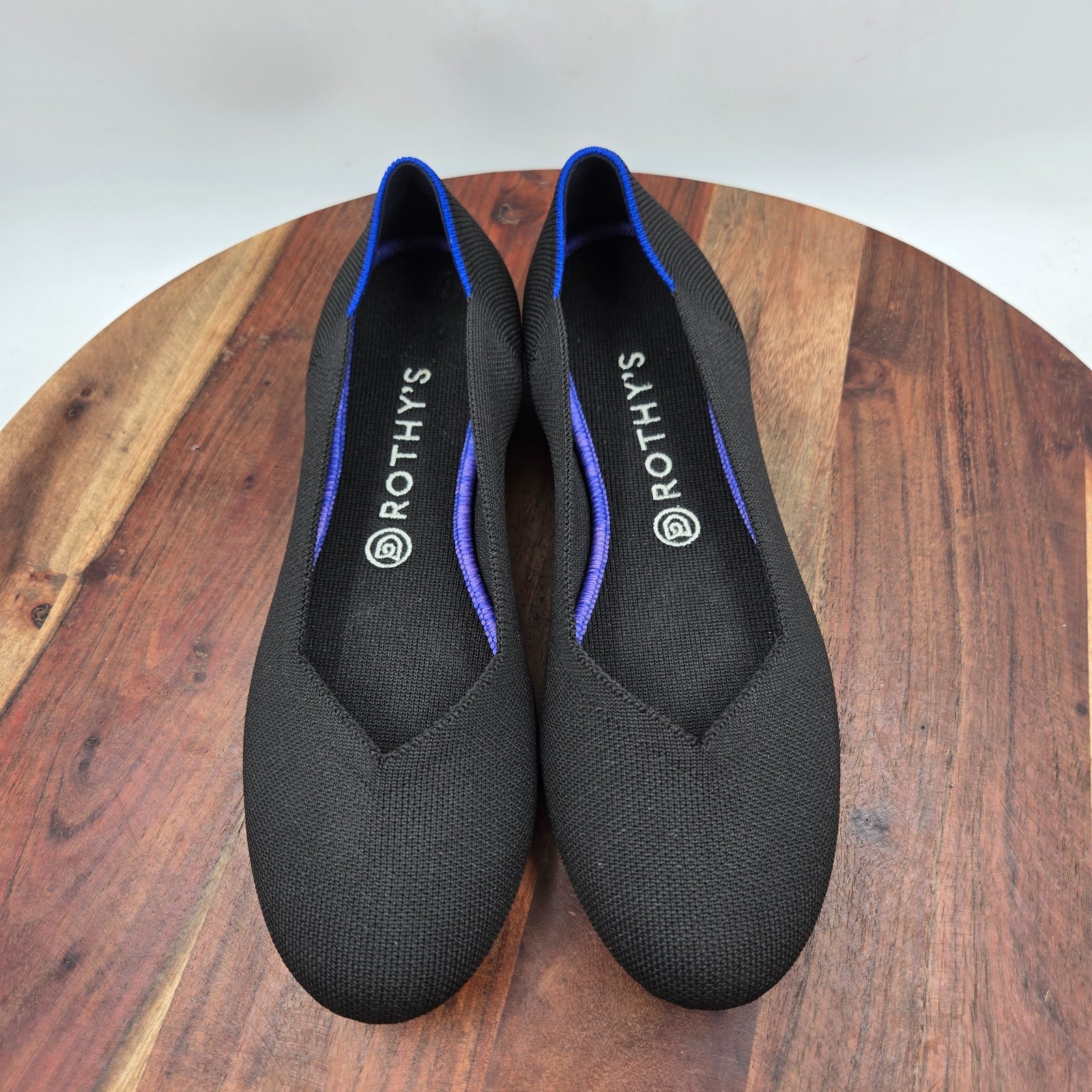 Rothys Ballet Flat Shoes Women 10.5 Black Knit Round Toe Loafers Career Washable