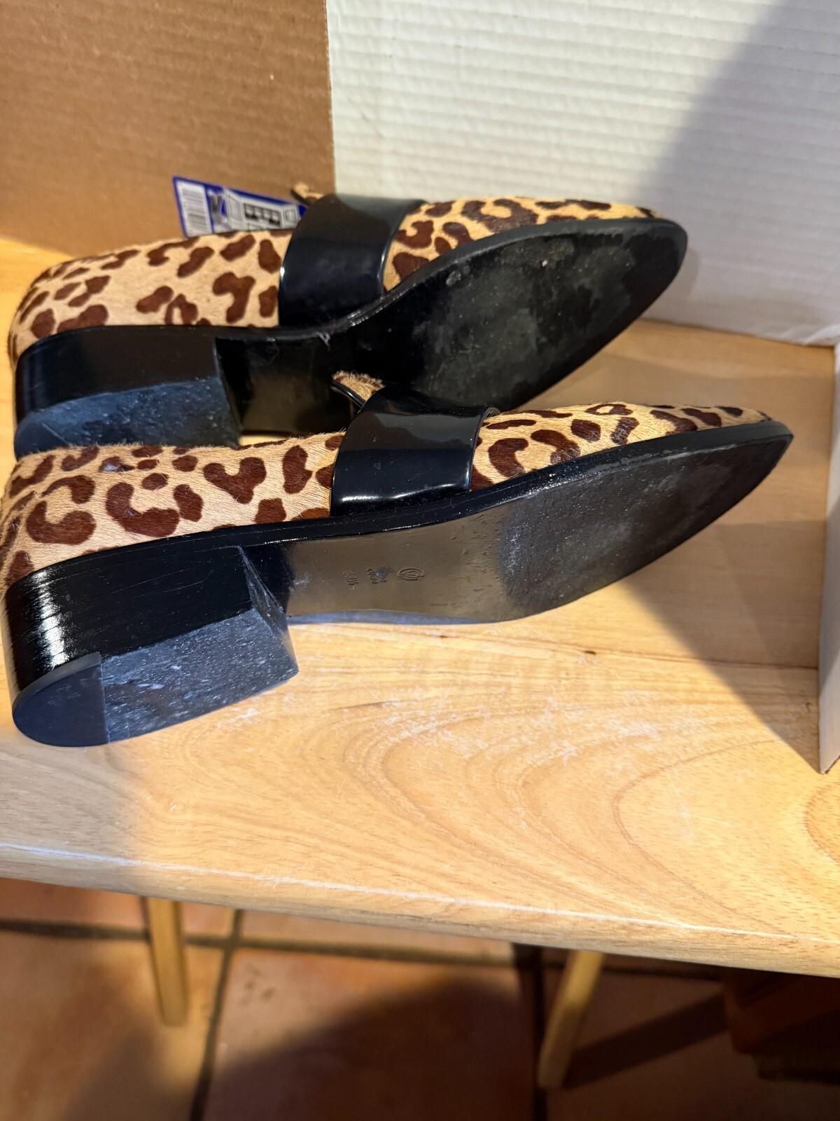 3.1 PHILLIP LIN WOMEN FAUX PONY HAIR LEOPARD PRINTS SZ.38.5 LOAFER CHUNKY HEEL