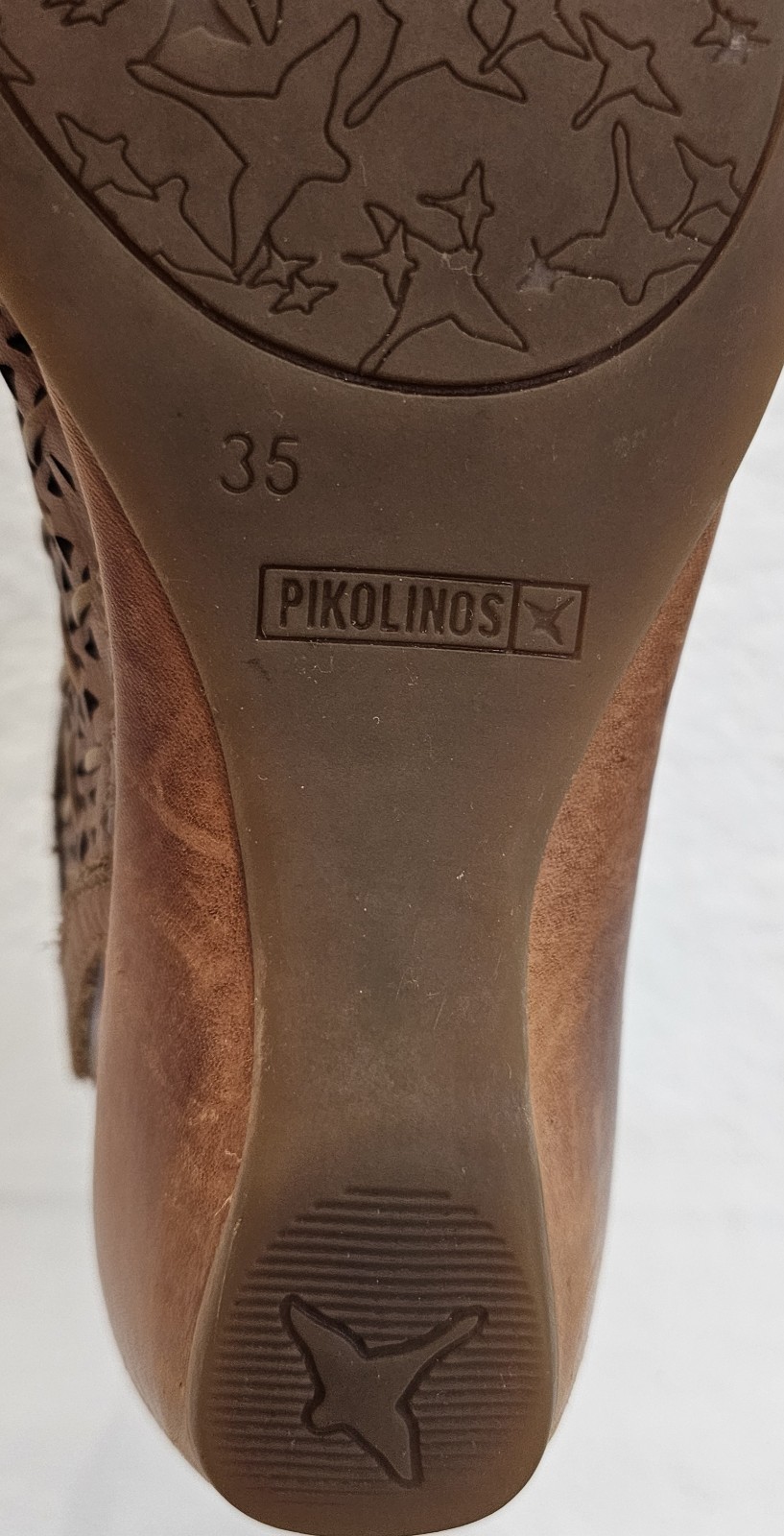 Pikolinos Women’s Brown Leather Slingback Shoes Laser Cut Comfort EU 35 US 5