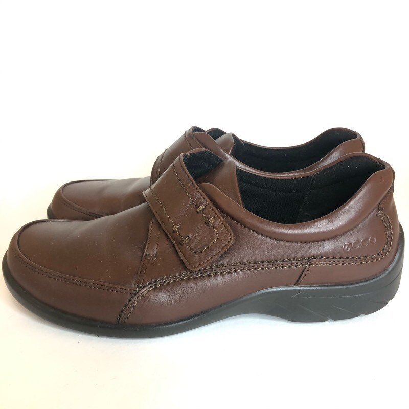 ECCO Womens Wave Monk Strap Shoes Brown Leather Hook & Loop Comfort 8 EU 39