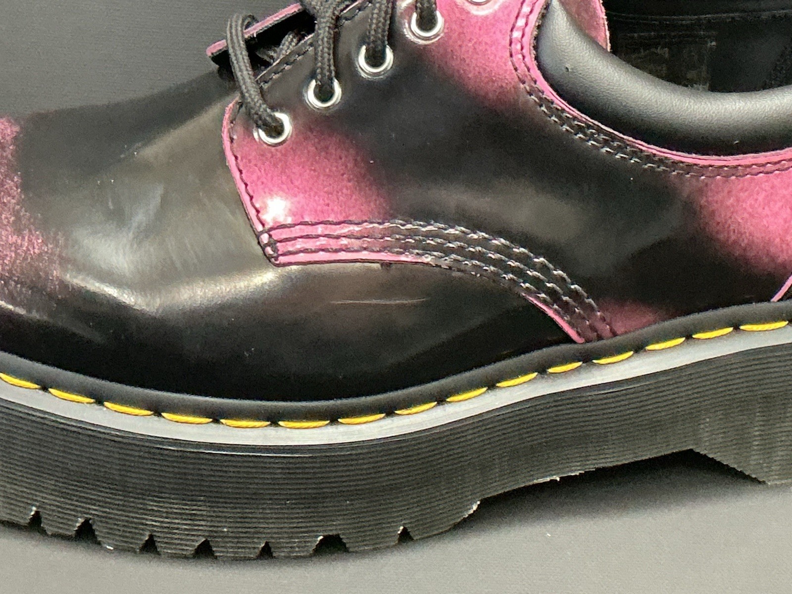 Dr. Martens 8053 Arcadia Leather Quad Platform Shoes Sz 10W/9M Black/Pink *NWD*