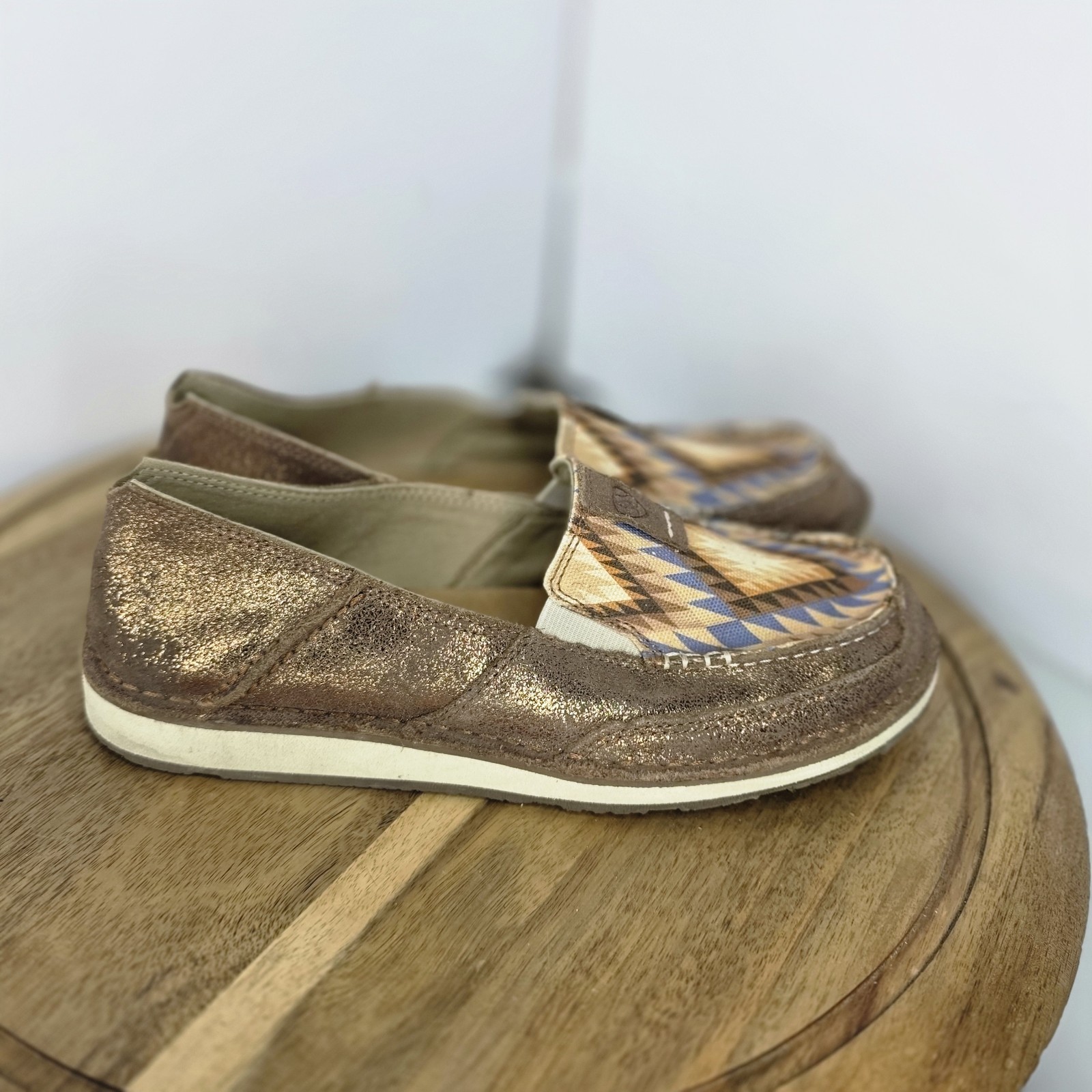 Ariat Crusier Navajo Flats Brown Suede Leather Slip On Native Western Aztec 10