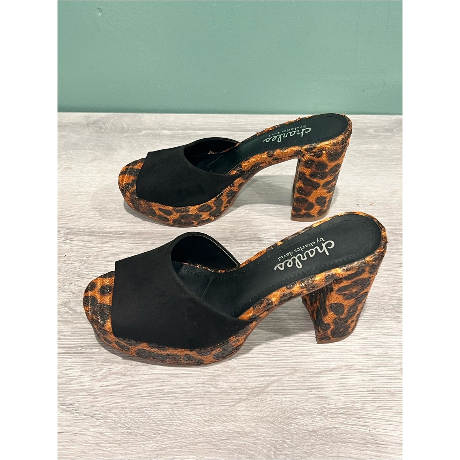 Charles by Charles David Woven Leopard Platform Mules Women’s Size 6