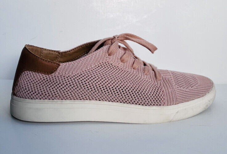Women’s Lucky Brand LP- Luika Woven Tie Up Sneakers Pink/White Size 8.5 Mesh