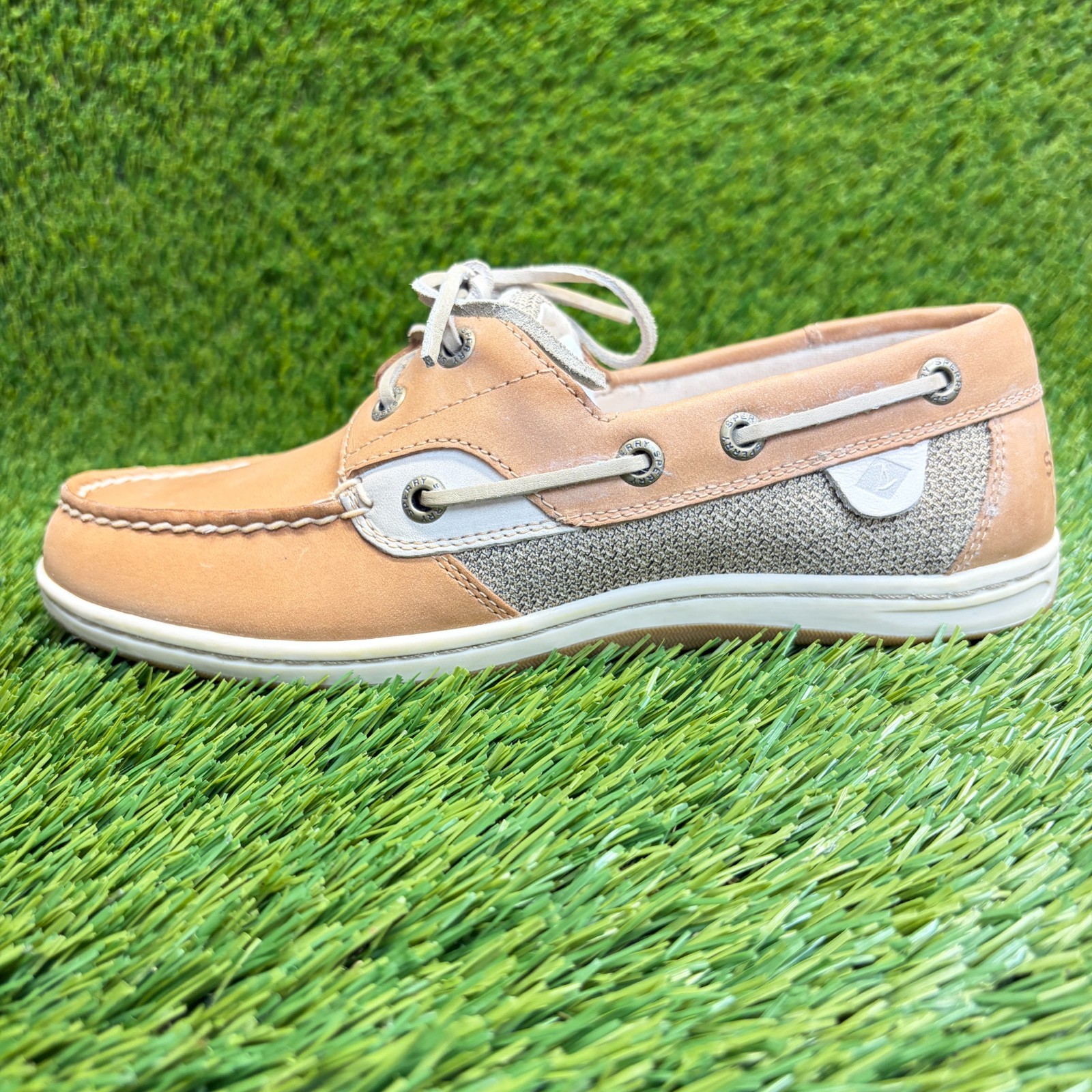 Sperry Koifish Womens Size 6.5 Brown Beige Outdoor Leather Slip On Boat Shoes