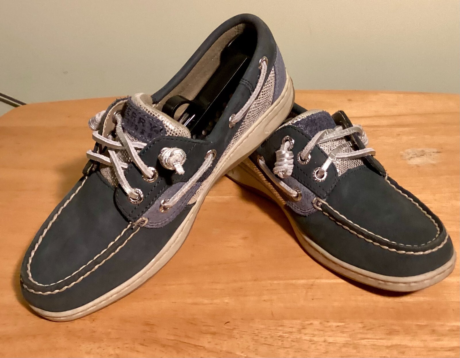 Sperry Women’s Top-Sider Blue Koifish Textured Stripe Slip On Boat Shoe Size 5M