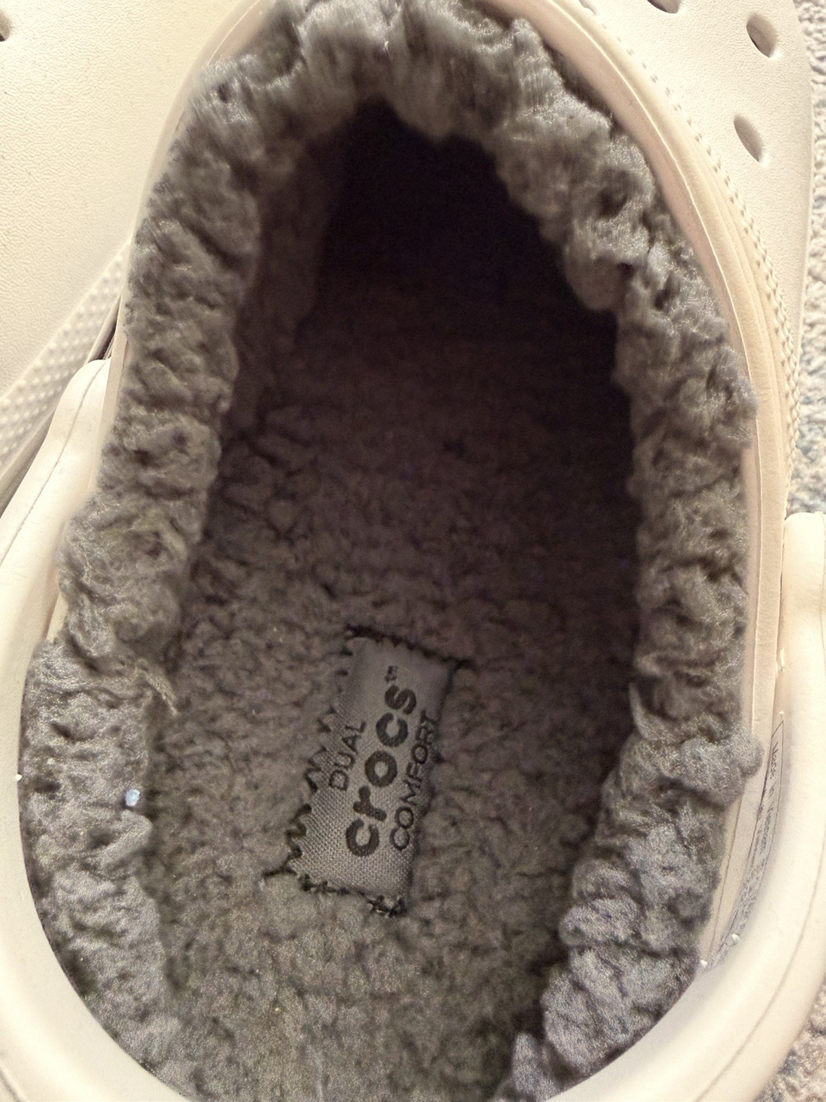 NWT Crocs Classic Lined Clog, White/Smoke, M5/W7