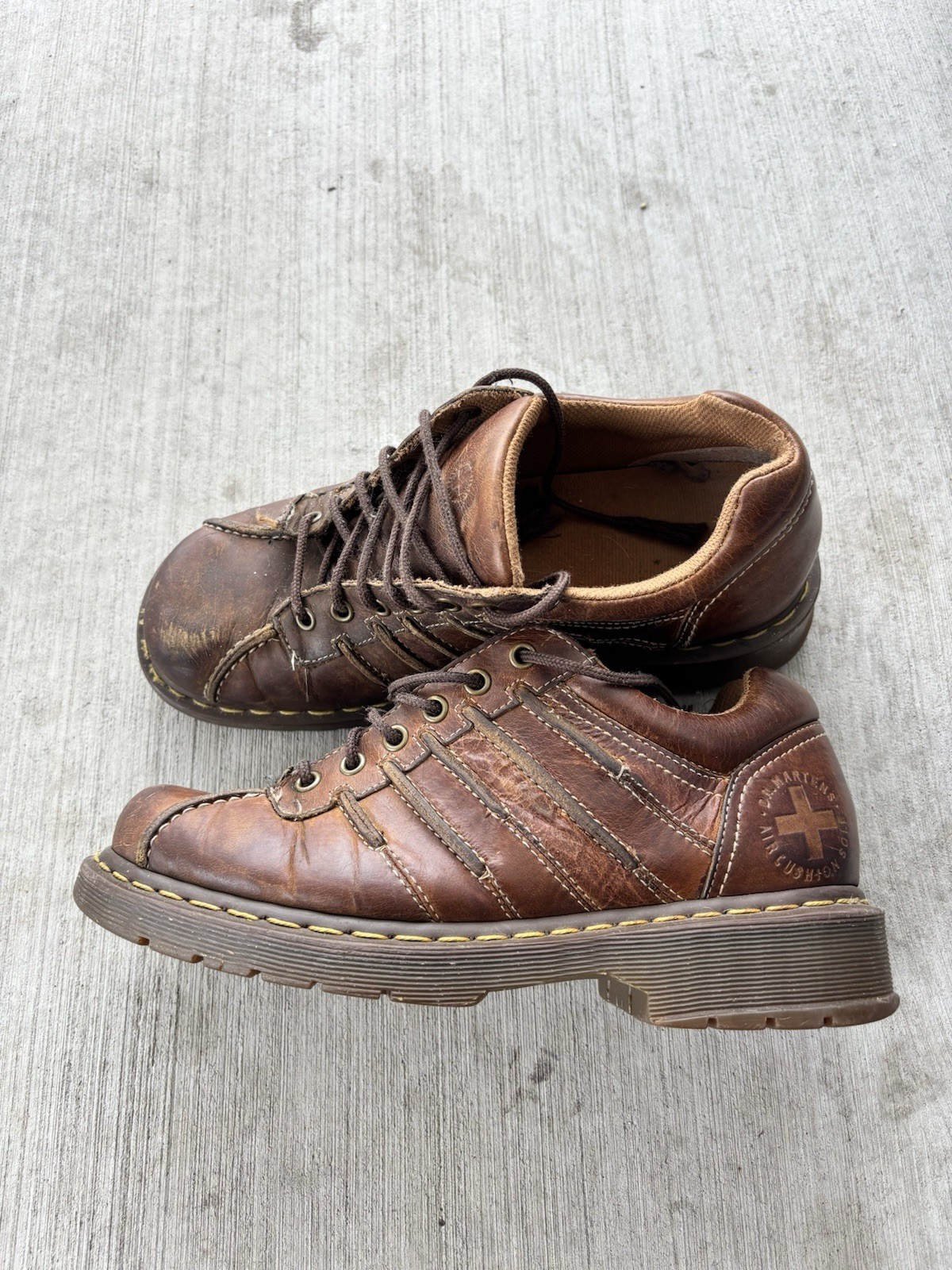 Y2K Dr Martens Chunky Oxford Shoes Brown Leather 12037 Womens Size US 10 UK 9