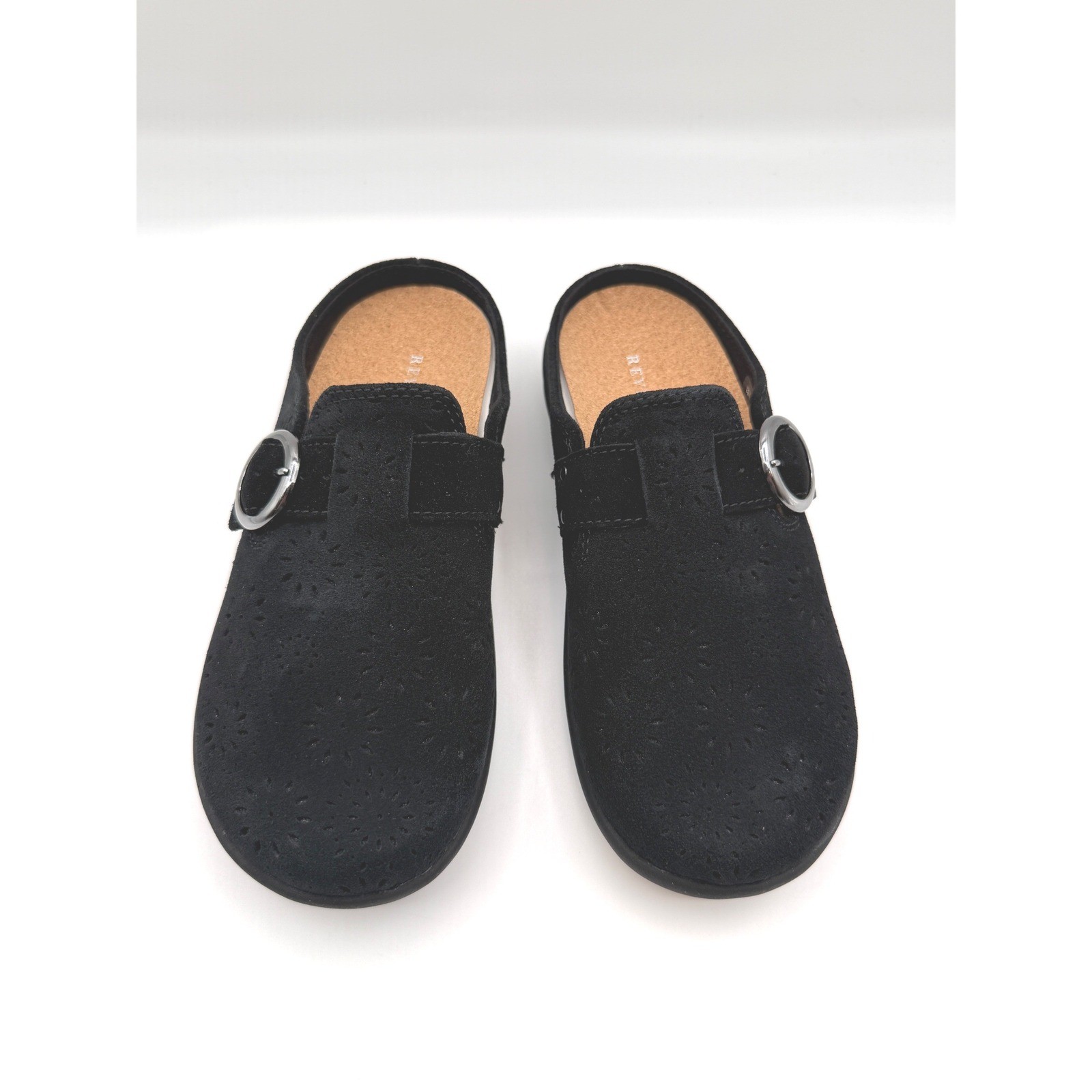 Revitalign Siesta Slide, Women’s 5, Eclipse Black Leather Perforated Clog, NIB