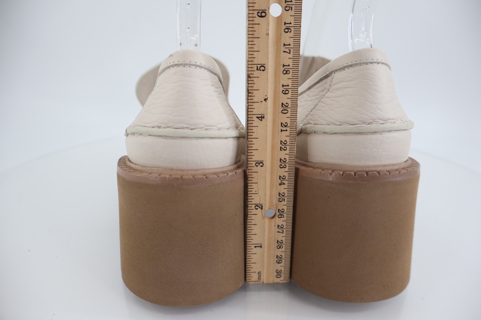 Pedro Garcia Zavanna Women 41 Cream Leather Loafer Platform Lug Sole Heels