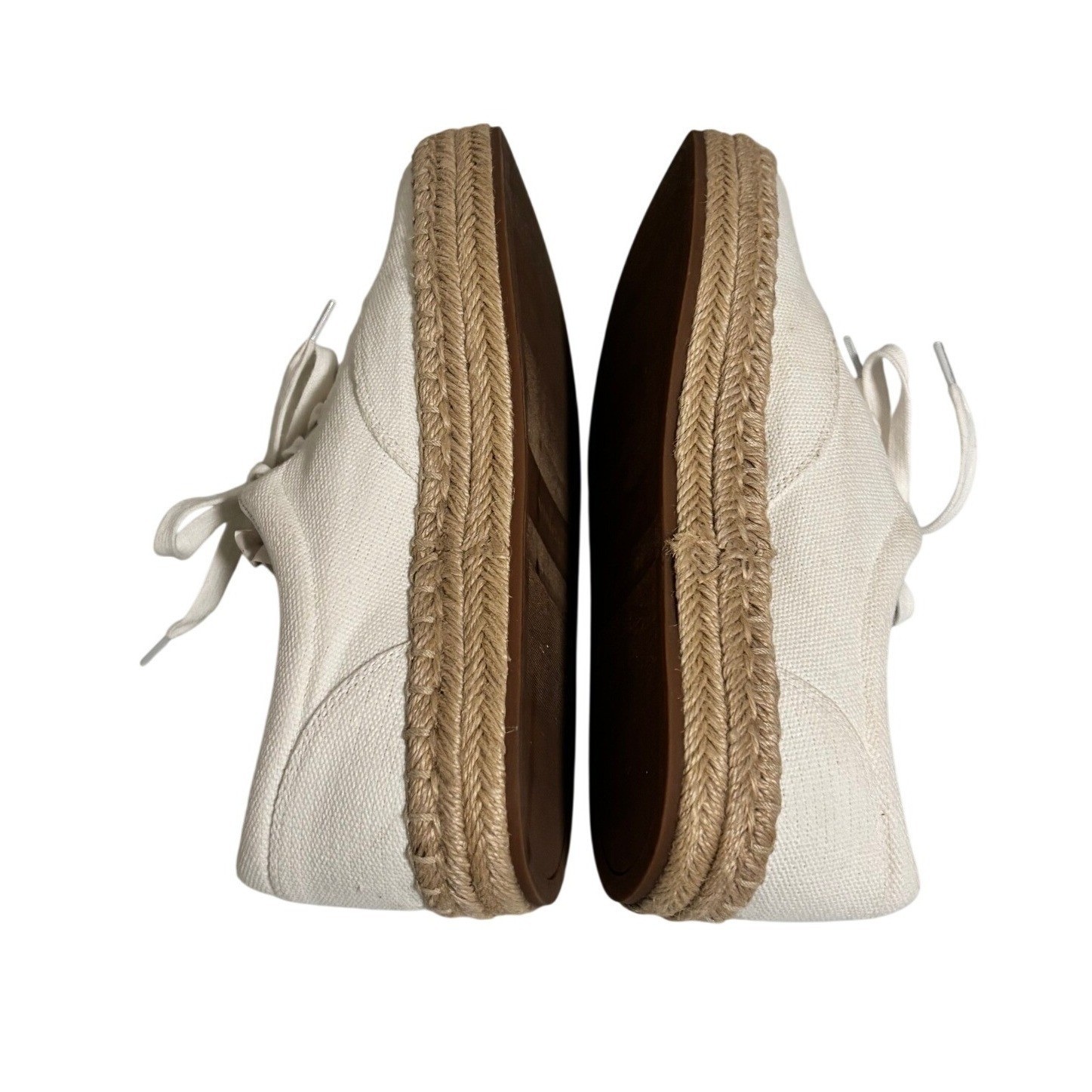 Vince Women Canvas Espadrille Sneakers White Lace Up Platform Size 9