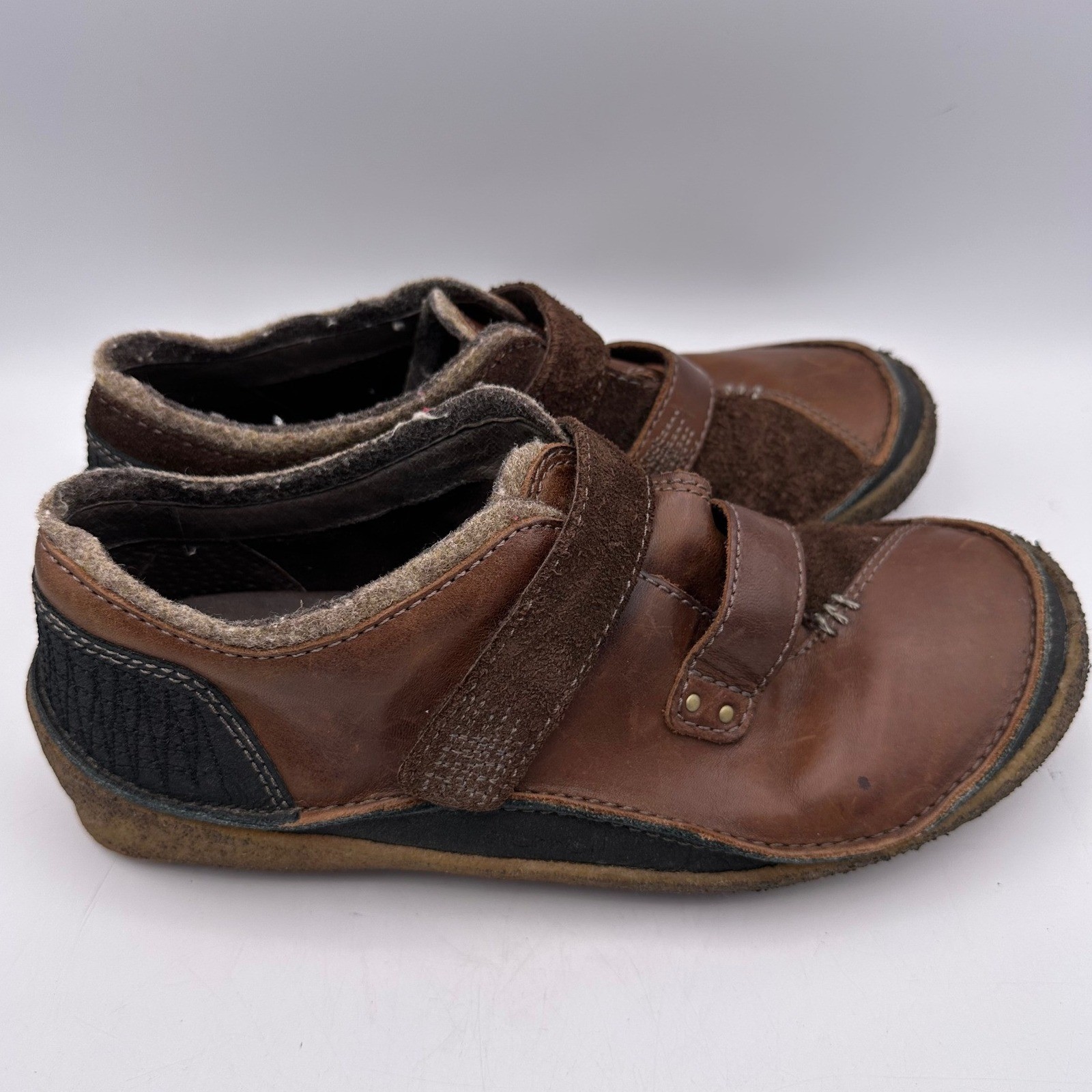 Merrell Vienna Saddle Women US 9.5 Brown Leather Suede Hook Loop Comfort Shoes
