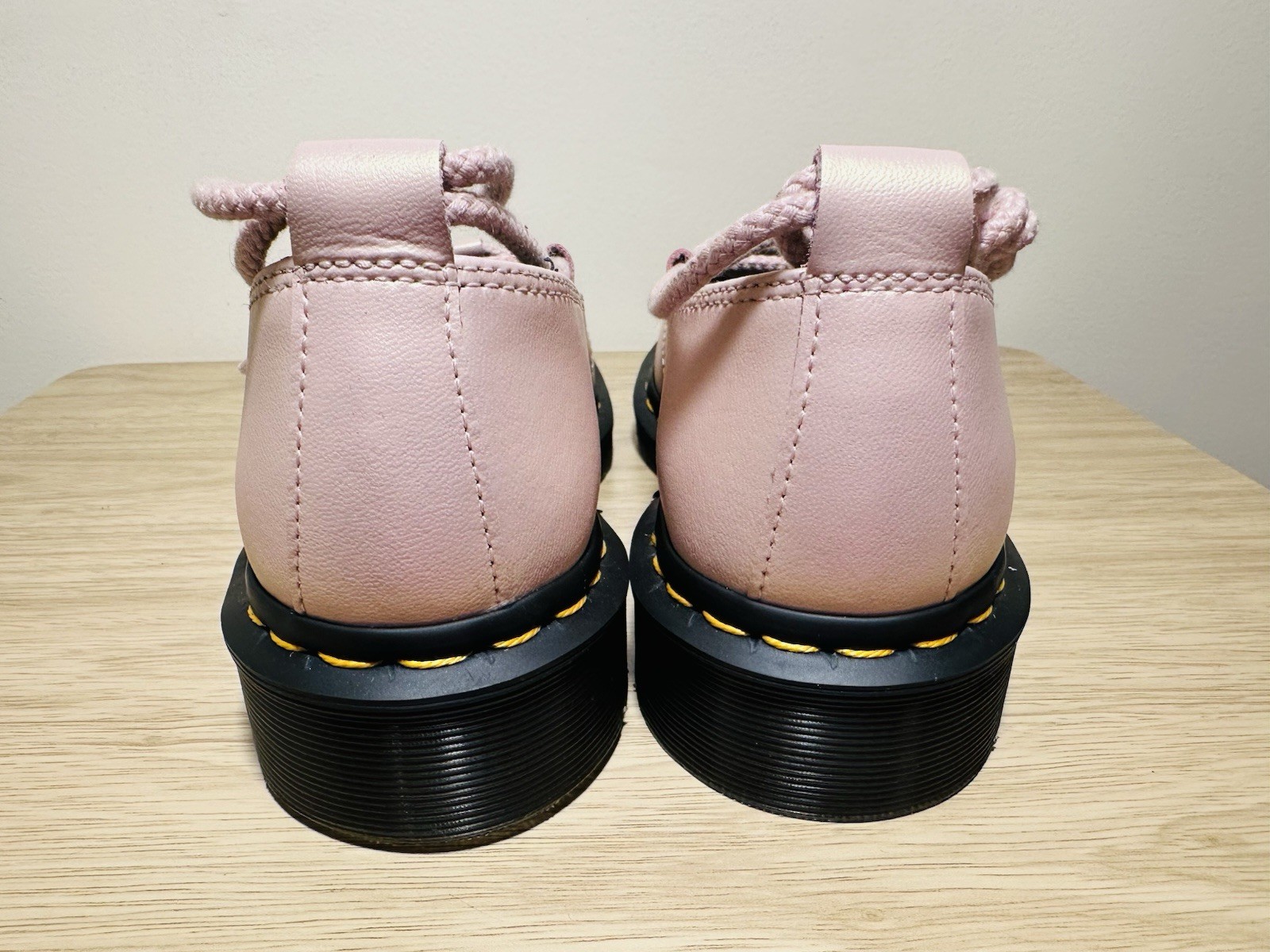 Dr. Martens Elphie II lace-up ballet shoes iridescent powder pink NWOB size 8