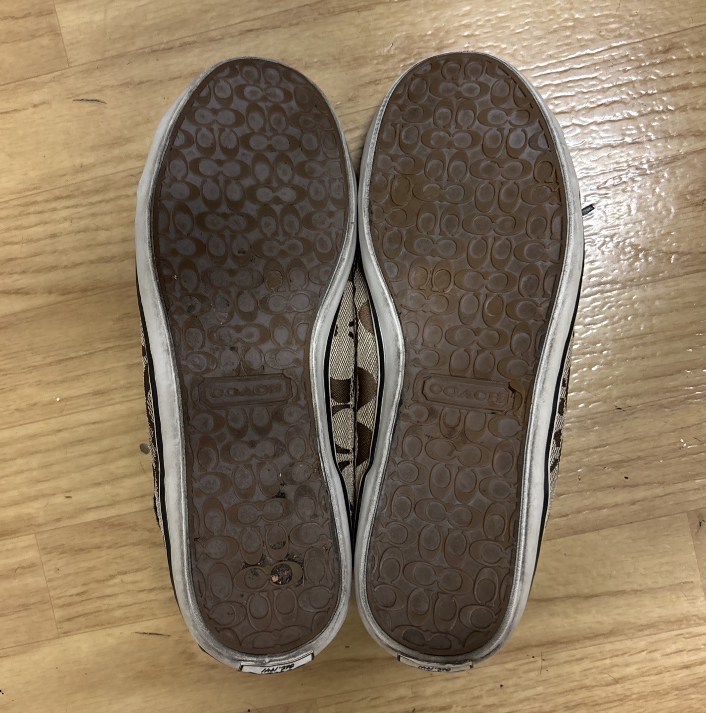 Coach Keeley Khaki Signature C Logo Sneakers Slip On Shoes Embroidered Women 8.5
