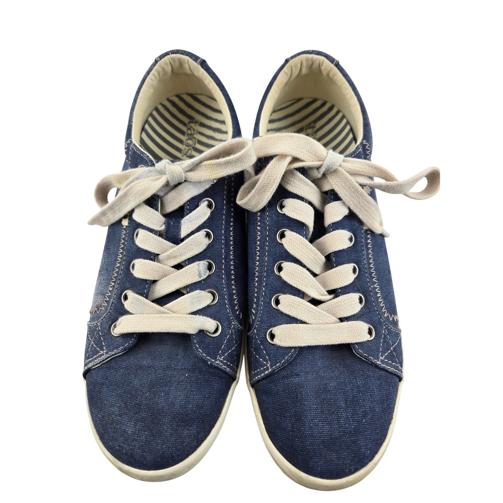 Taos Star Blue Wash Canvas Sneakers Womens 8.5 Lace-Up Comfort Shoes Denim