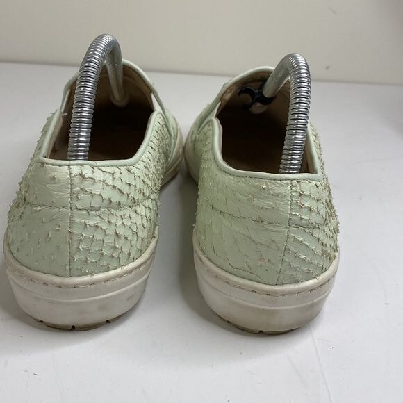 Zara Woman Textured Slip-On Sneakers In Pastel Green Size 40