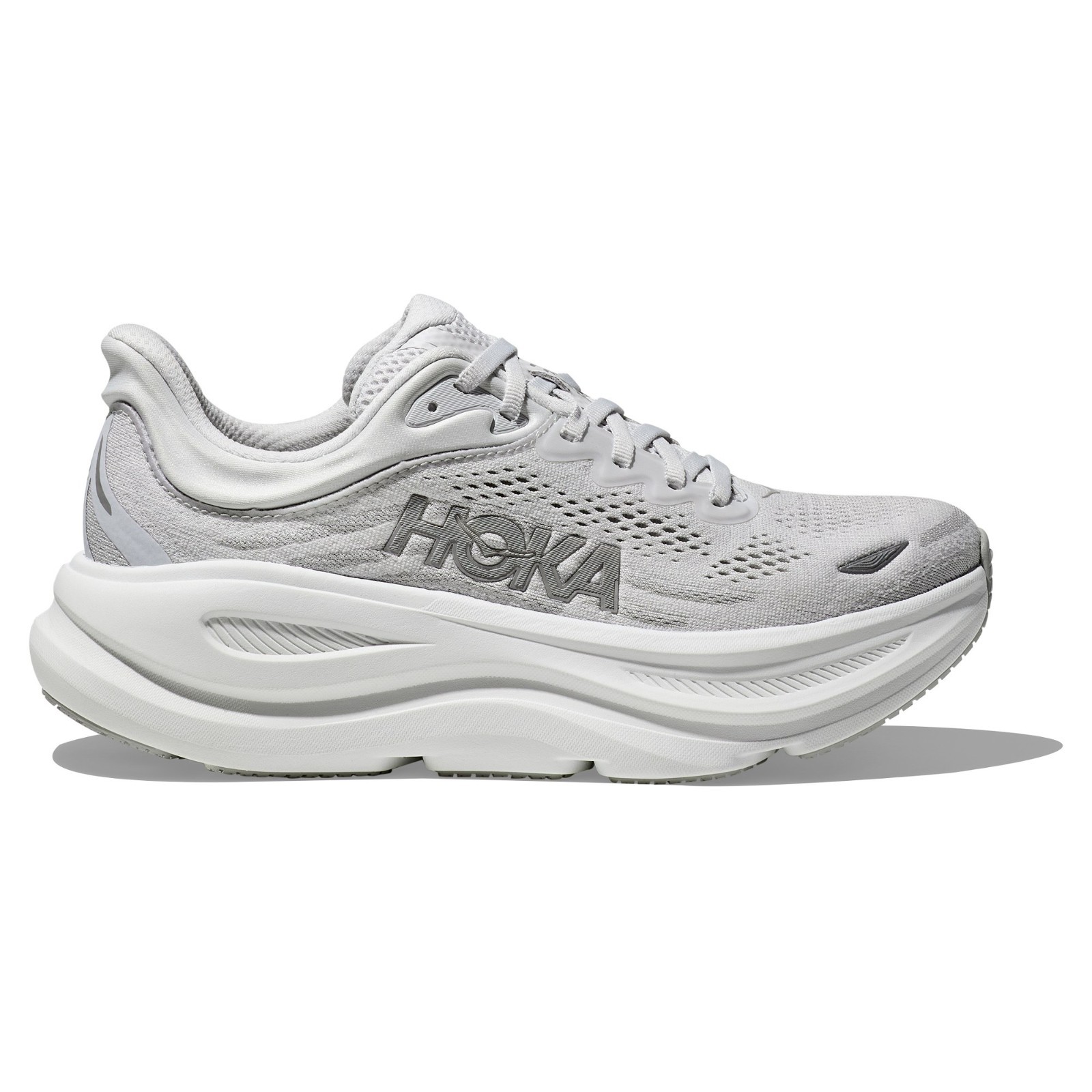 HOKA Bondi 9 Road-Running Shoes – Women’s, Color: Stardust/Silver, New.