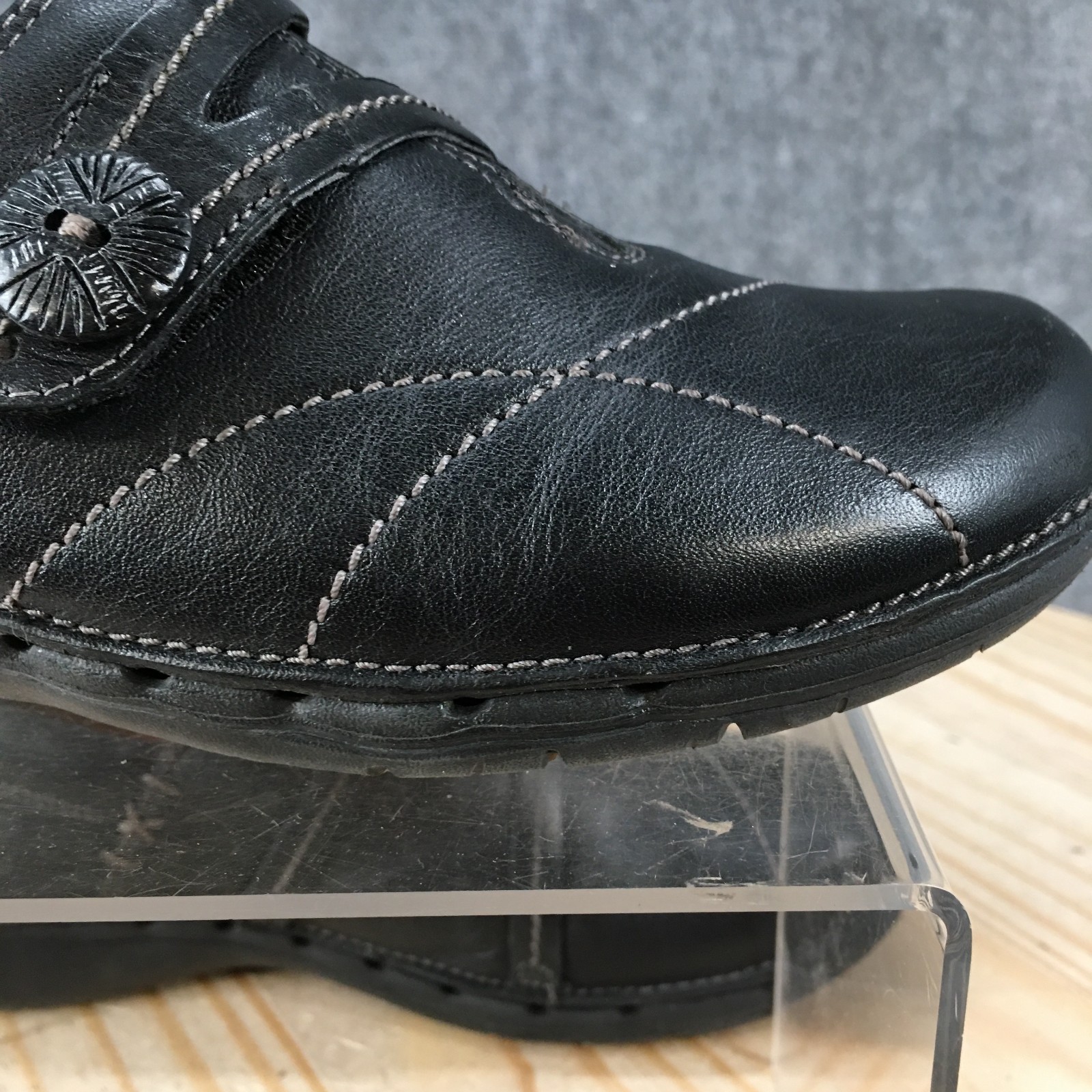Clarks Un Loop Shoes Womens 5 Slip On Casual Comfort Low Top Flats Leather Black