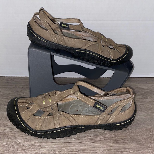 Jambu Dune Womens 8.5 Brown Leather Terra Fusion T-Strap Shoe