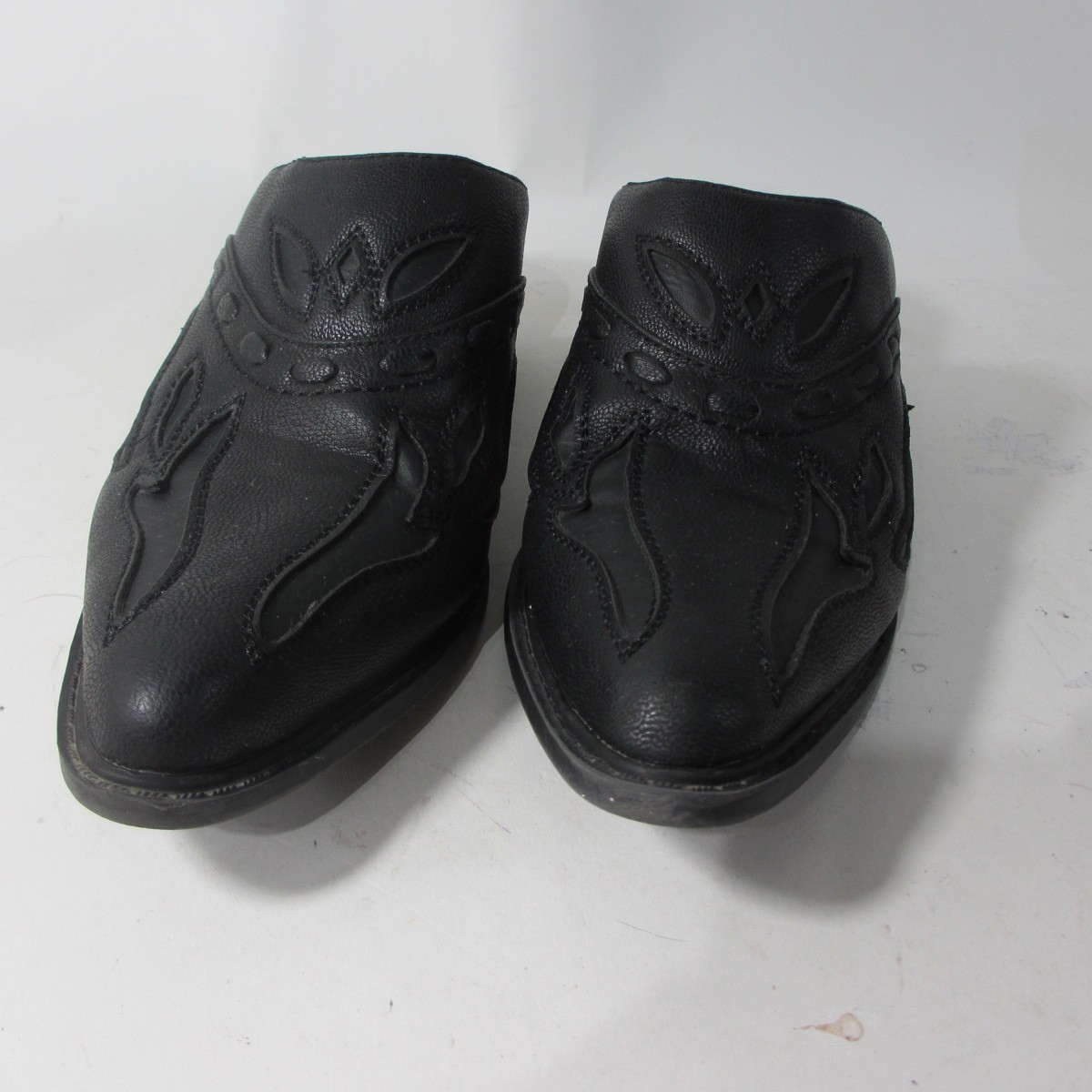 Roper Mules Rockstar Interlace Womens 8 Western Black Faux Leather Flame Clog