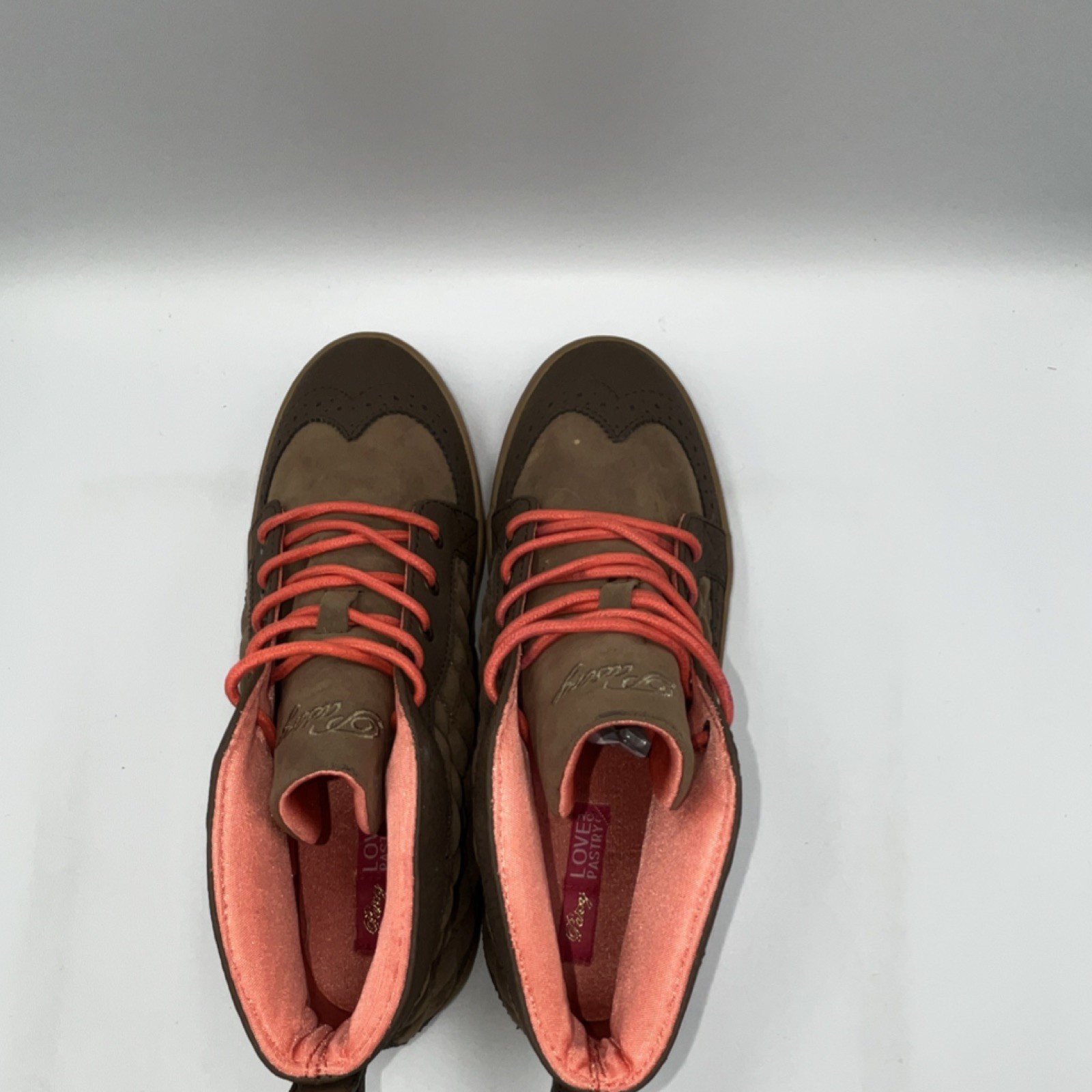 Pastry Women’s Brown/Pink Quilted High-Top Lace-Up Sneakers US 7.5 EU 38.5