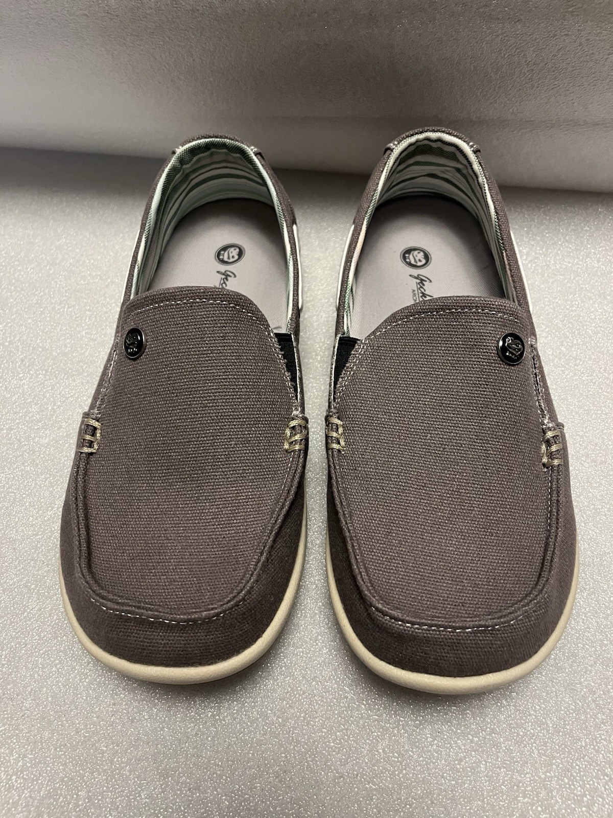 GECKO MAN Women’s Size 8 Orthotic Arch Support Canvas Slip On Loafer Shoes Gray