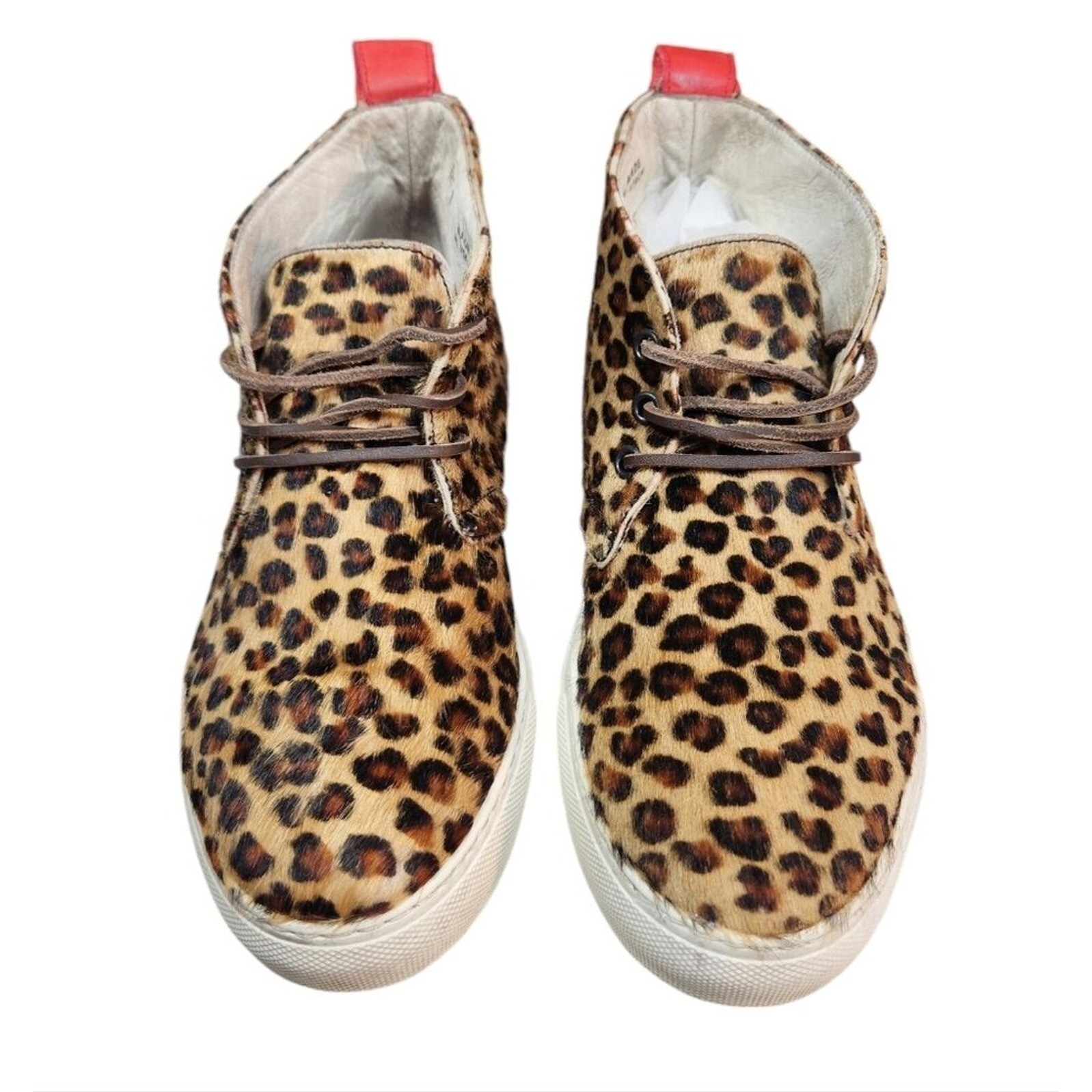 Del Toro Leopard Pony Hair Chukka Sneakers Anthropologie 7 Italian