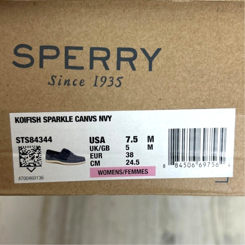 Sperry Womens 7.5 Koifish Sparkle Canvas Boat Shoe Loafer Ribbon Lace-Up Leather