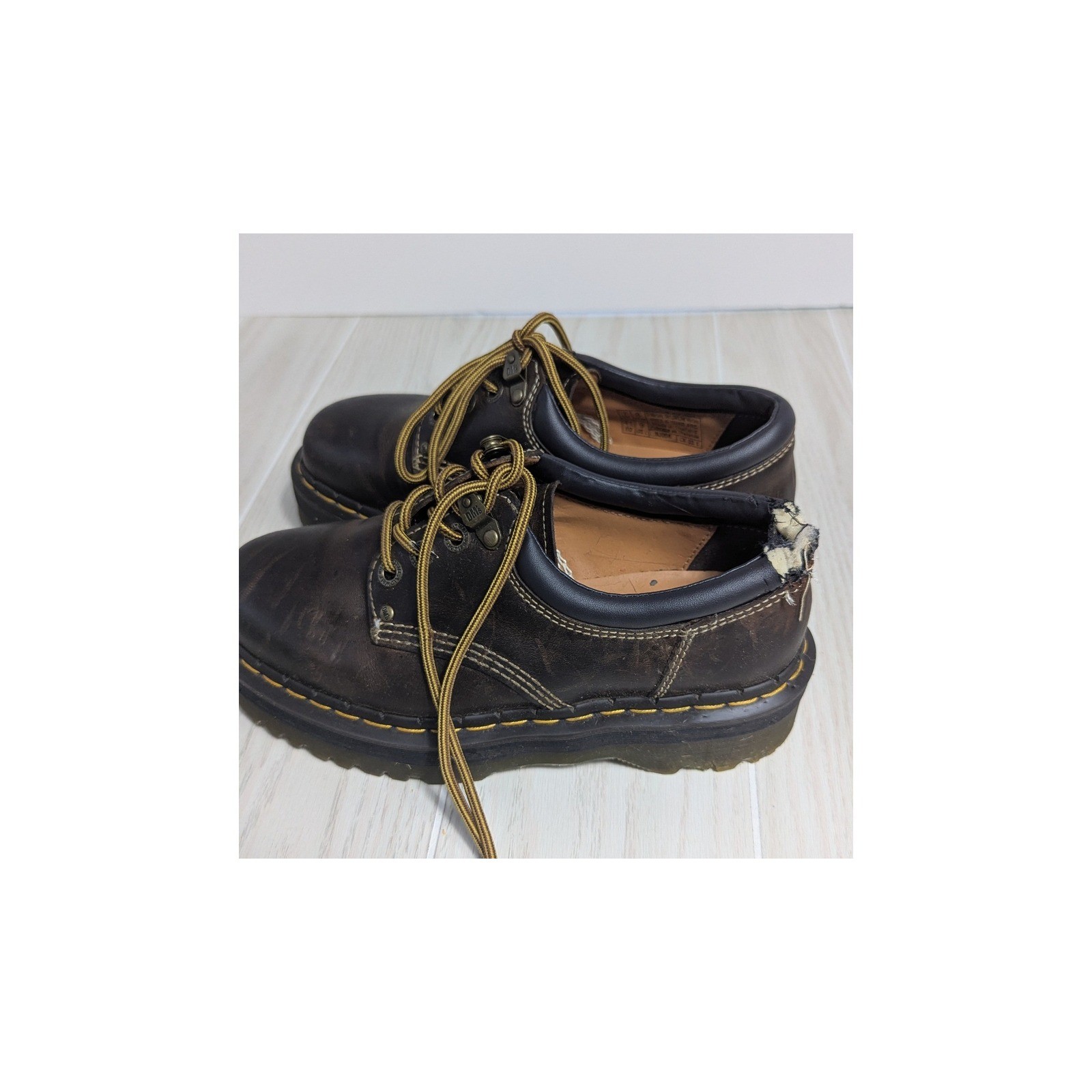 Pair w/ EATEN LEFT SHOE Dr. Martens Quad Arc Women 9 Brown Crazy Horse Platform