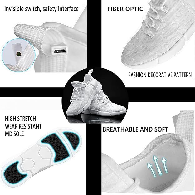 LED Fiber Optic Shoes Sneakers Women Men Festivals Christmas,Halloween,New Year