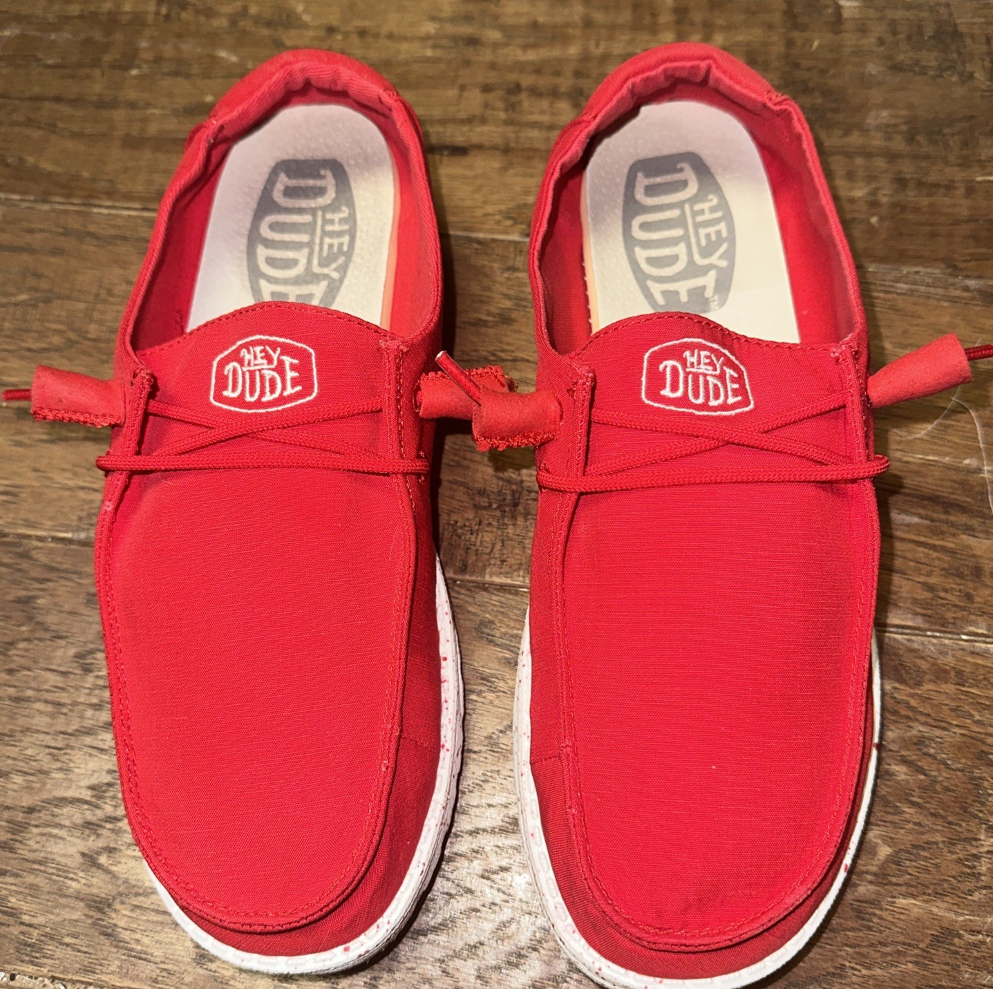 Hey Dude Wendy Slub Canvas Shoes Womens Size 9 Red Slip On Casual Comfort