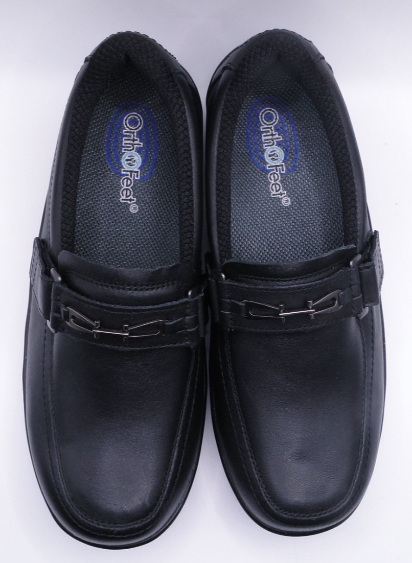 New Orthofeet Shoes Women’s 8 2E Chelsea Leather Loafer Hook And Loop Black