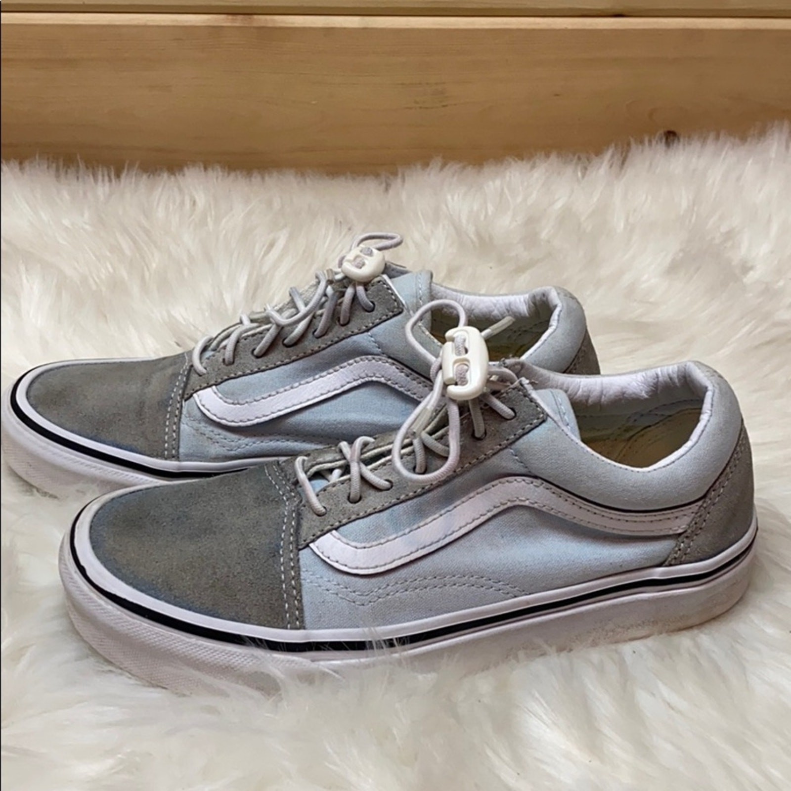 Vans Light Blue Suede Canvas Skate Shoes M5 W6.5
