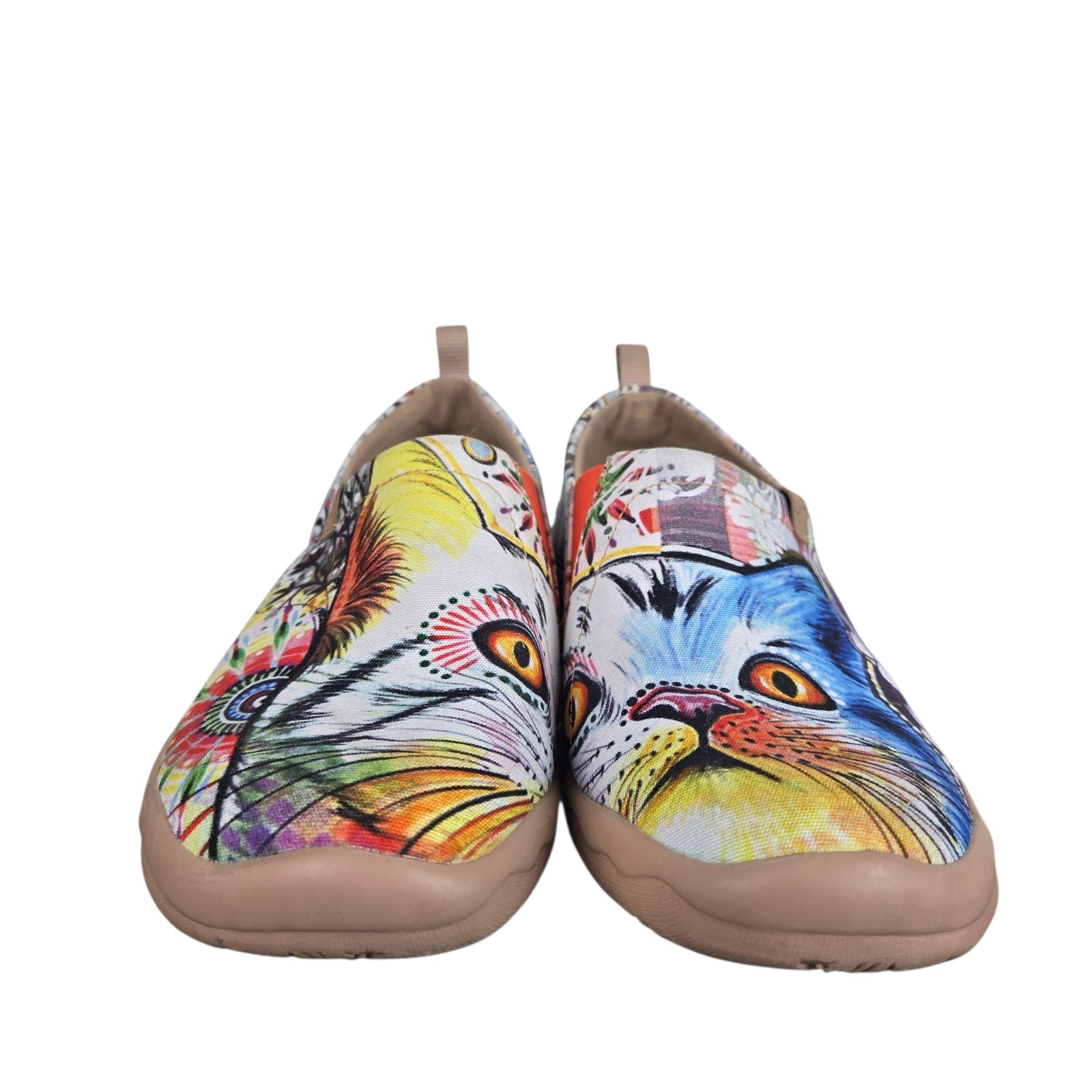 UIN Toledo Kitty Cat Slip On Shoes Sz 7 Canvas Art Abstract Multicolor W0101055