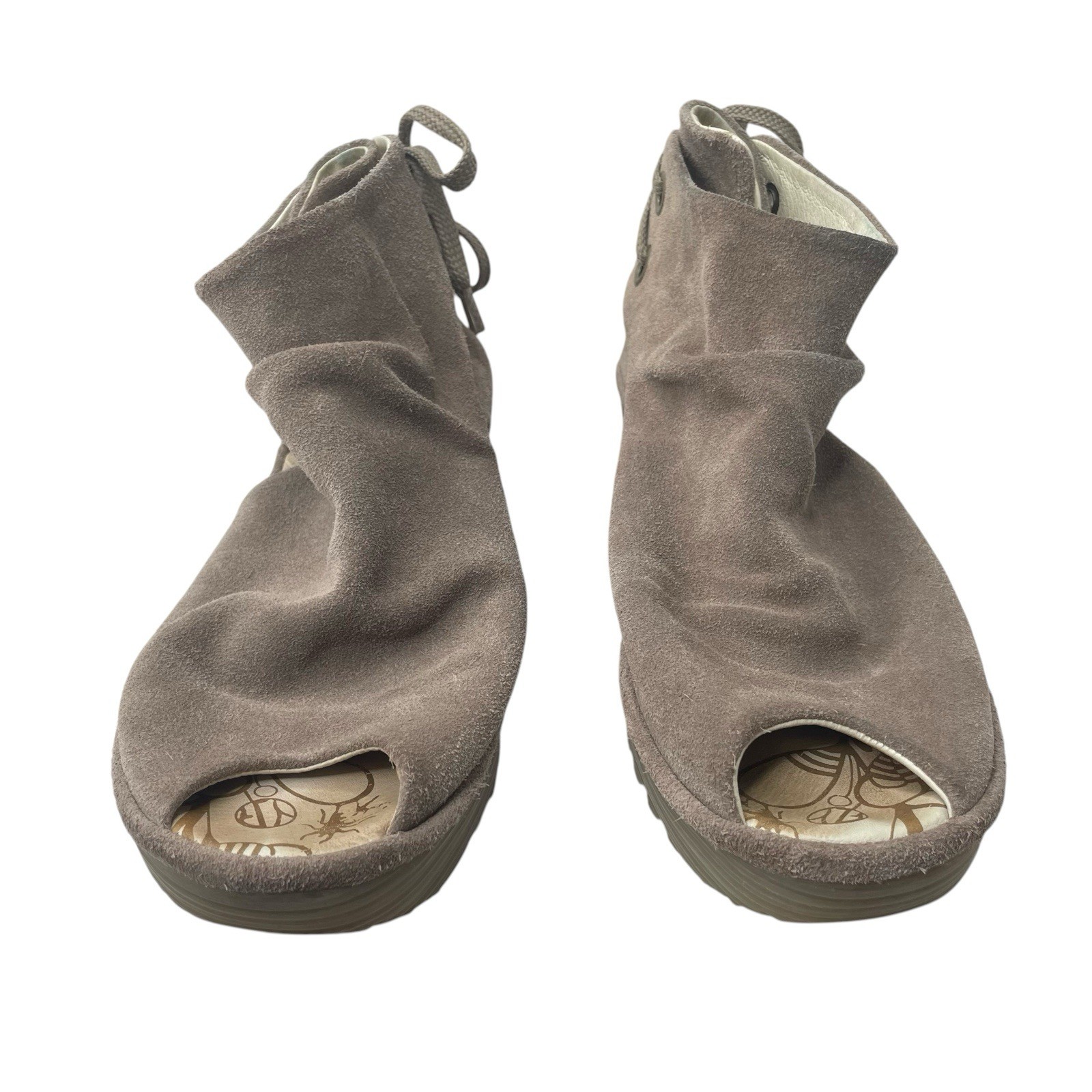 Fly London Yema Womens EUR 41 US 10 Ankle Bootie Wedge Heel Laced Back Suede