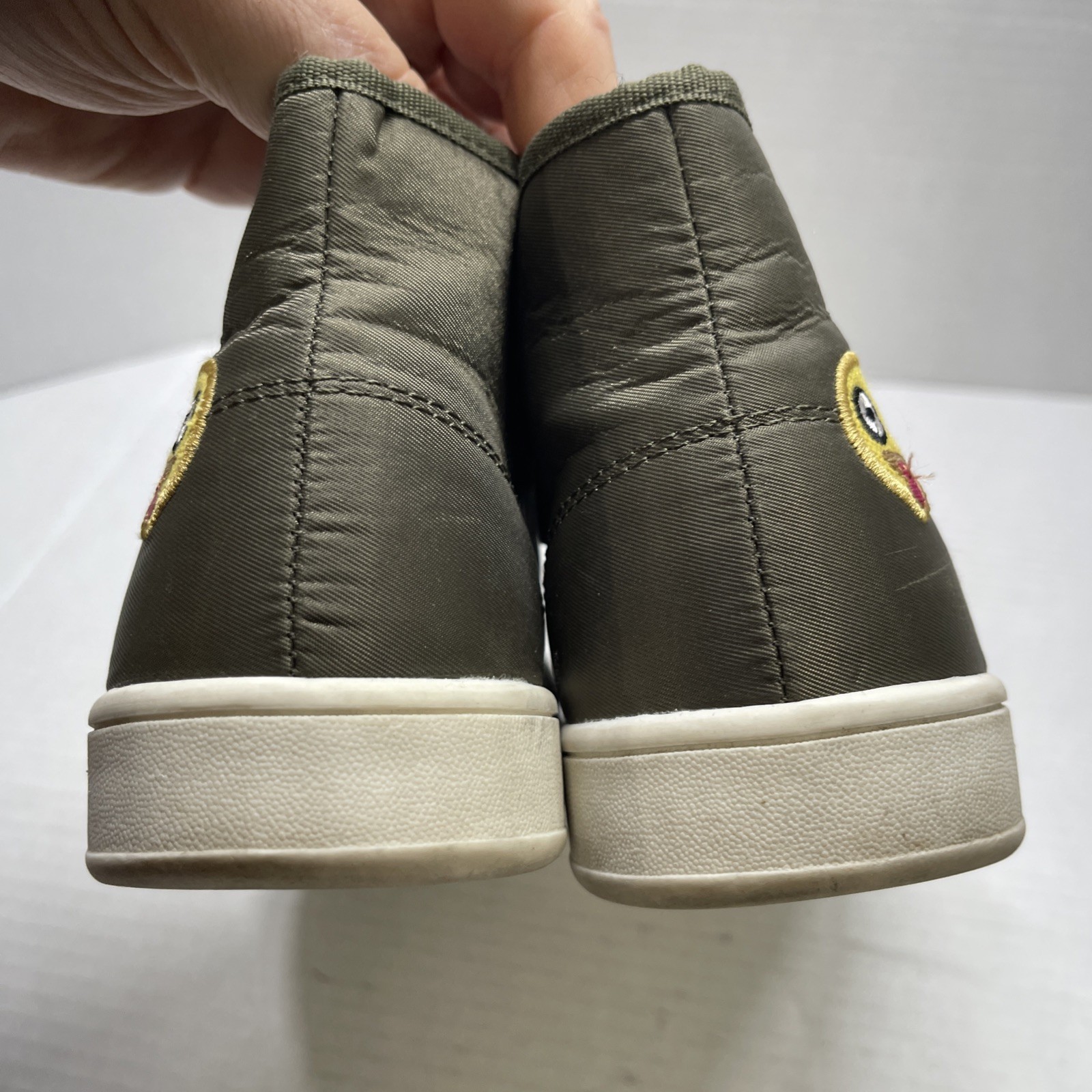 BRASH Army Green￼EMOJI BOSY Hi TOP ZIP SNEAKERS HEARTS PEACE Shoes