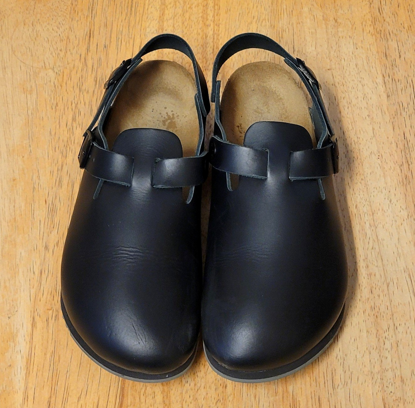 Birkenstock Tokio Pro Super Grip Black Leather Adjustable Strap Clogs Size 37