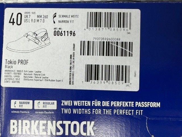 Birkenstock Professional Tokio Super Grip Leather Black 40 US L 9.0 Narrow