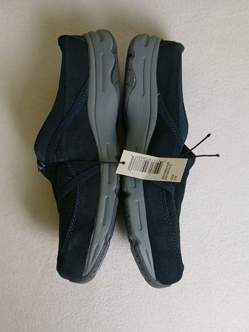 Easy Spirit Argyle Cushioned Walking Clog Slip-On Shoes Navy 9M NWB