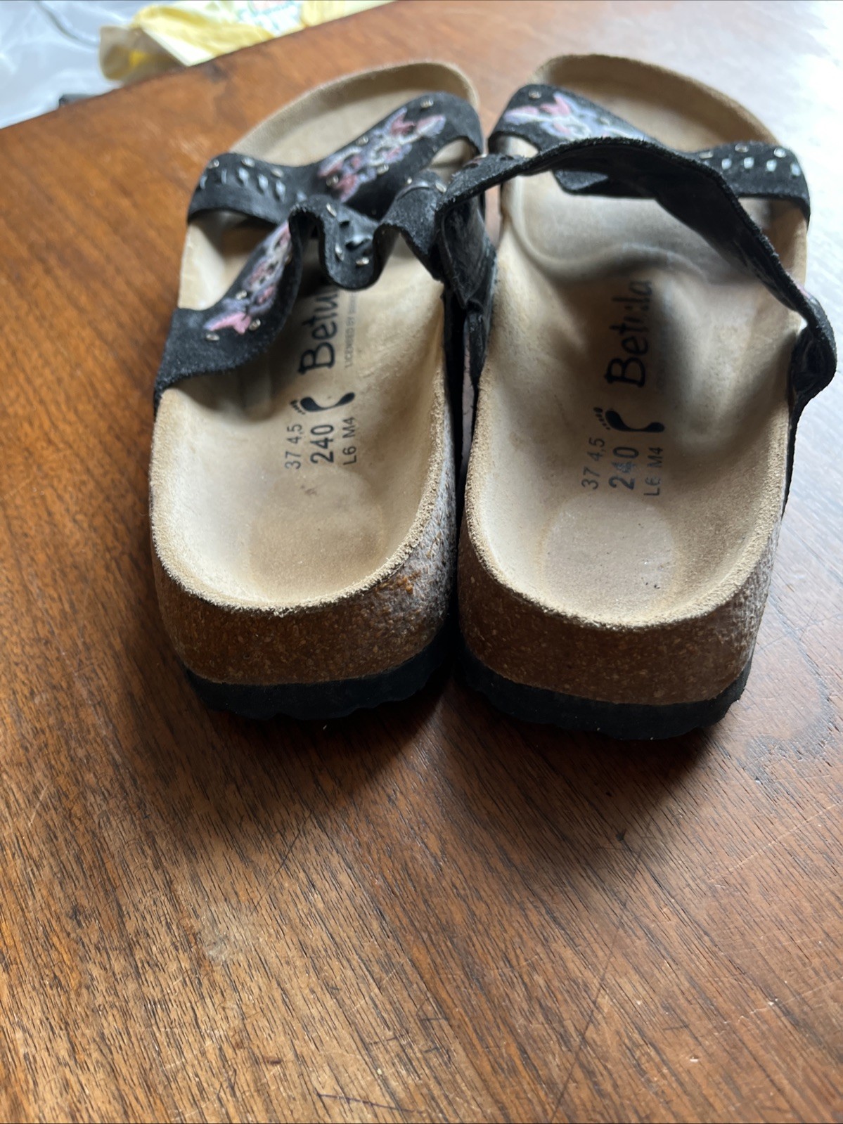 Birkenstock Betula Zara Embroidered Sandals Black Crystal Suede Women Size 7(37)