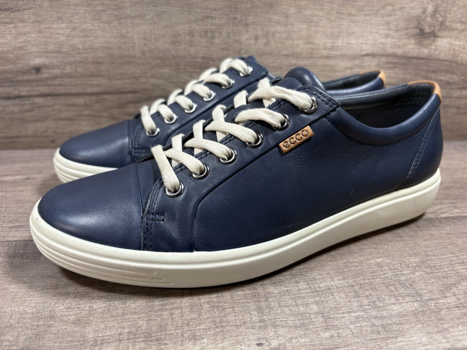 Ecco Soft 7 Walking Sneakers Shoes Blue Leather Womens Size EU 40 US 9