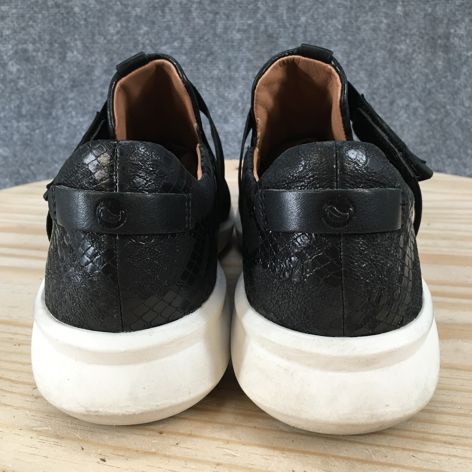 Clarks Unstructured Rio Strap Shoes Womens 8.5 Wide Slip On Wedge Black 26162445
