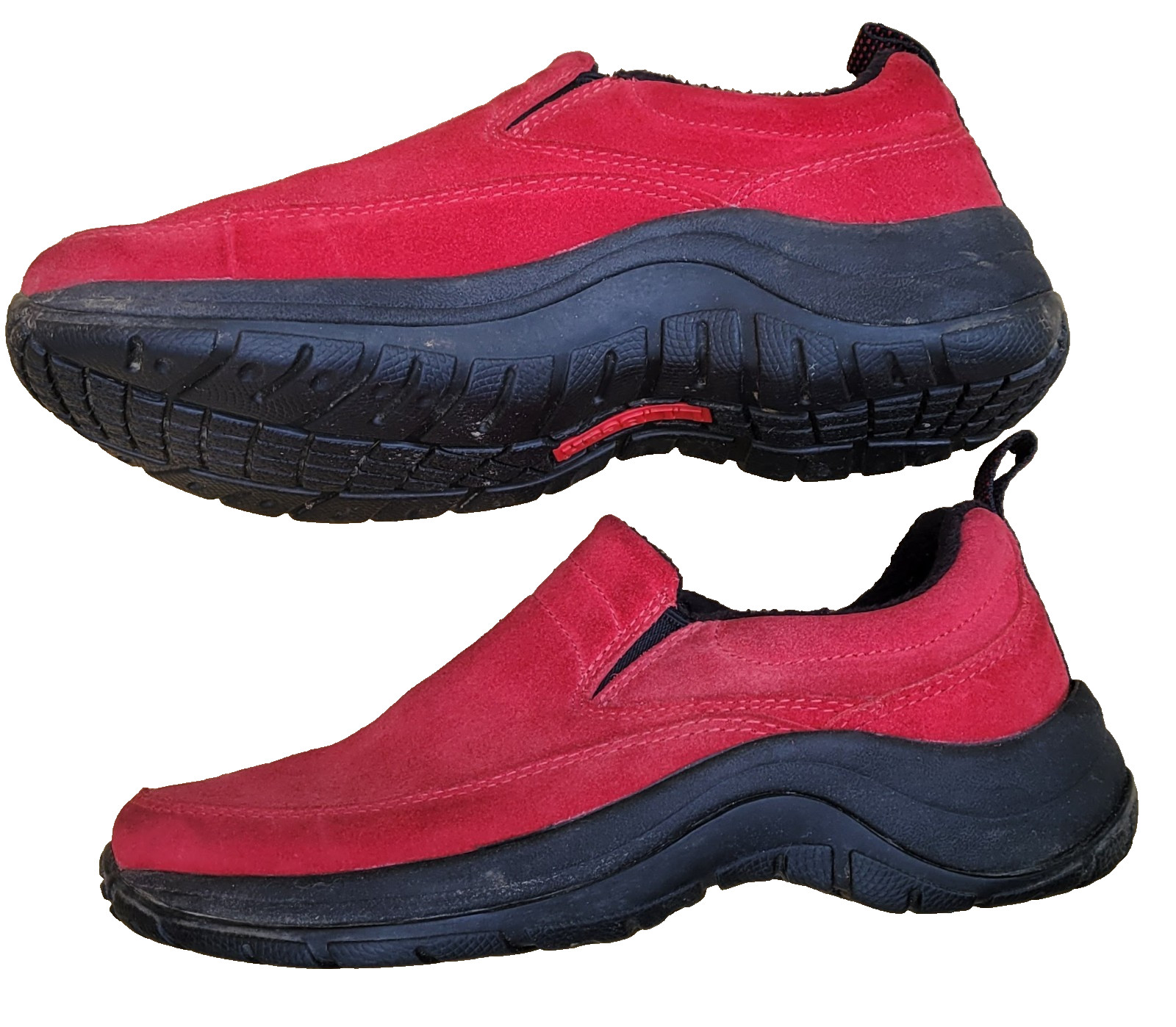 L.L. Bean Red Suede Women Moc Slip-on Walking Hiking Sz 6.5M