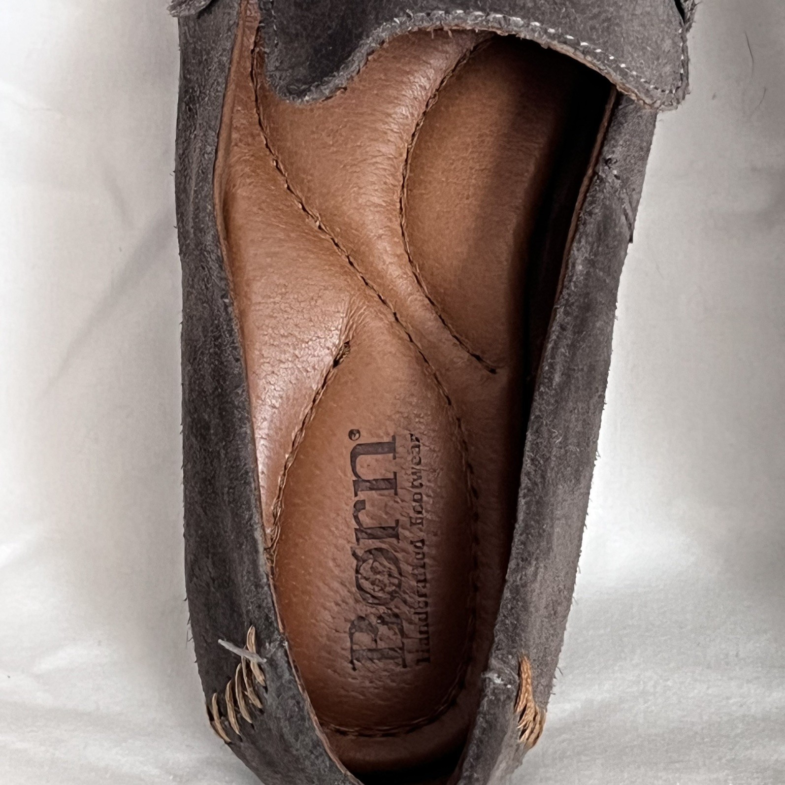 Born Handcrafted Leather Size 7 Women’s Grey Brown Slip On Casual Comfort Mexico