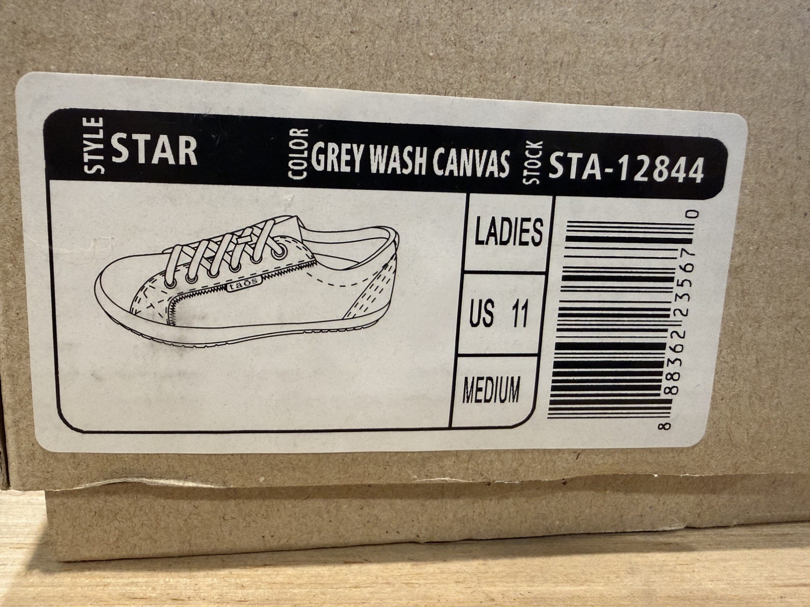 Taos Star Tennis Shoes Gray Wash Canvas Sneakers Size 11 STA-12844