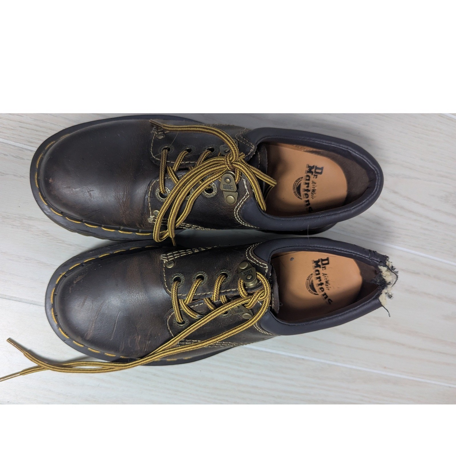Pair w/ EATEN LEFT SHOE Dr. Martens Quad Arc Women 9 Brown Crazy Horse Platform