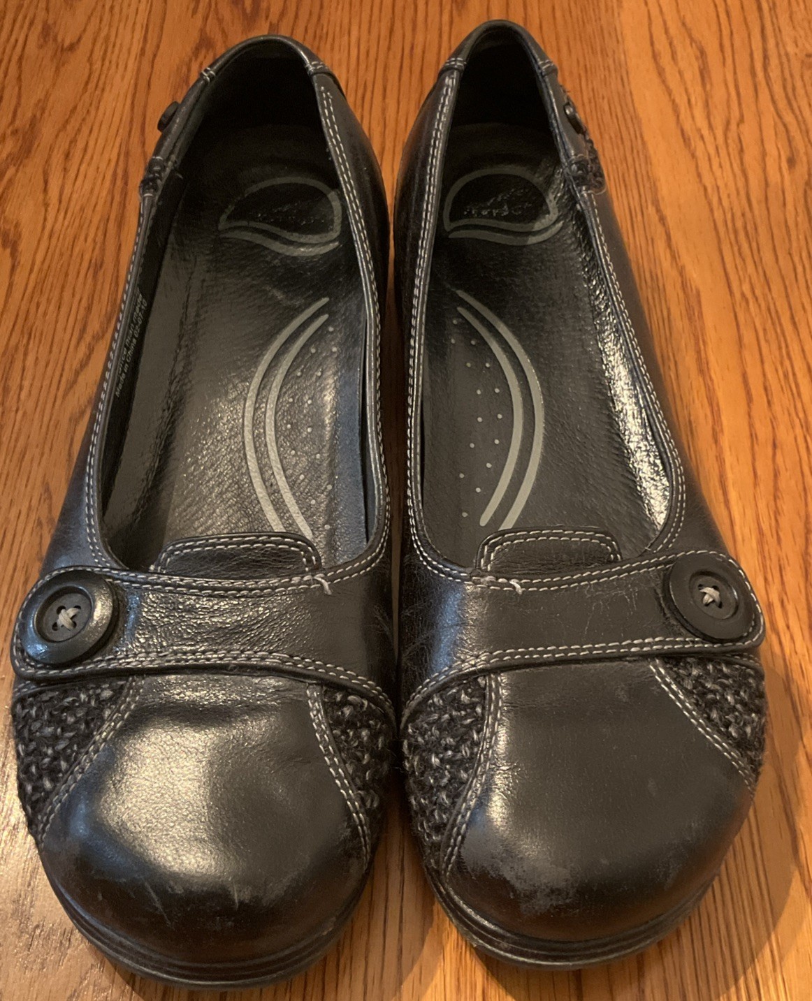 DANSKO Black Pam Button Slip On Comfort Leather Casual Shoes Womens Size 40