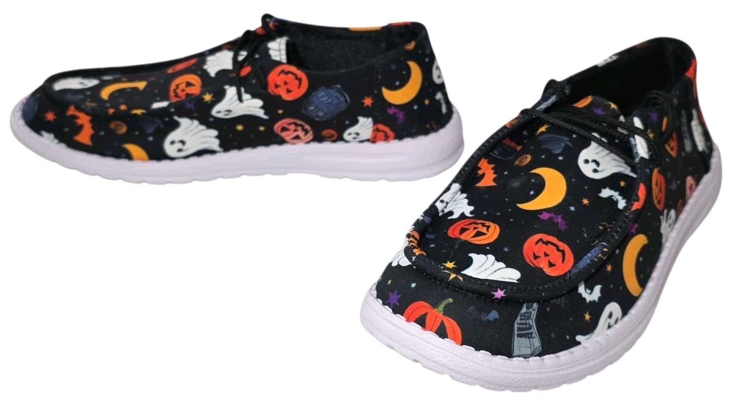 Halloween Ghosts Bats Jack O’Lantern Shoes Womens 11.5 – 12 Mens 9 – 9.5 NEW