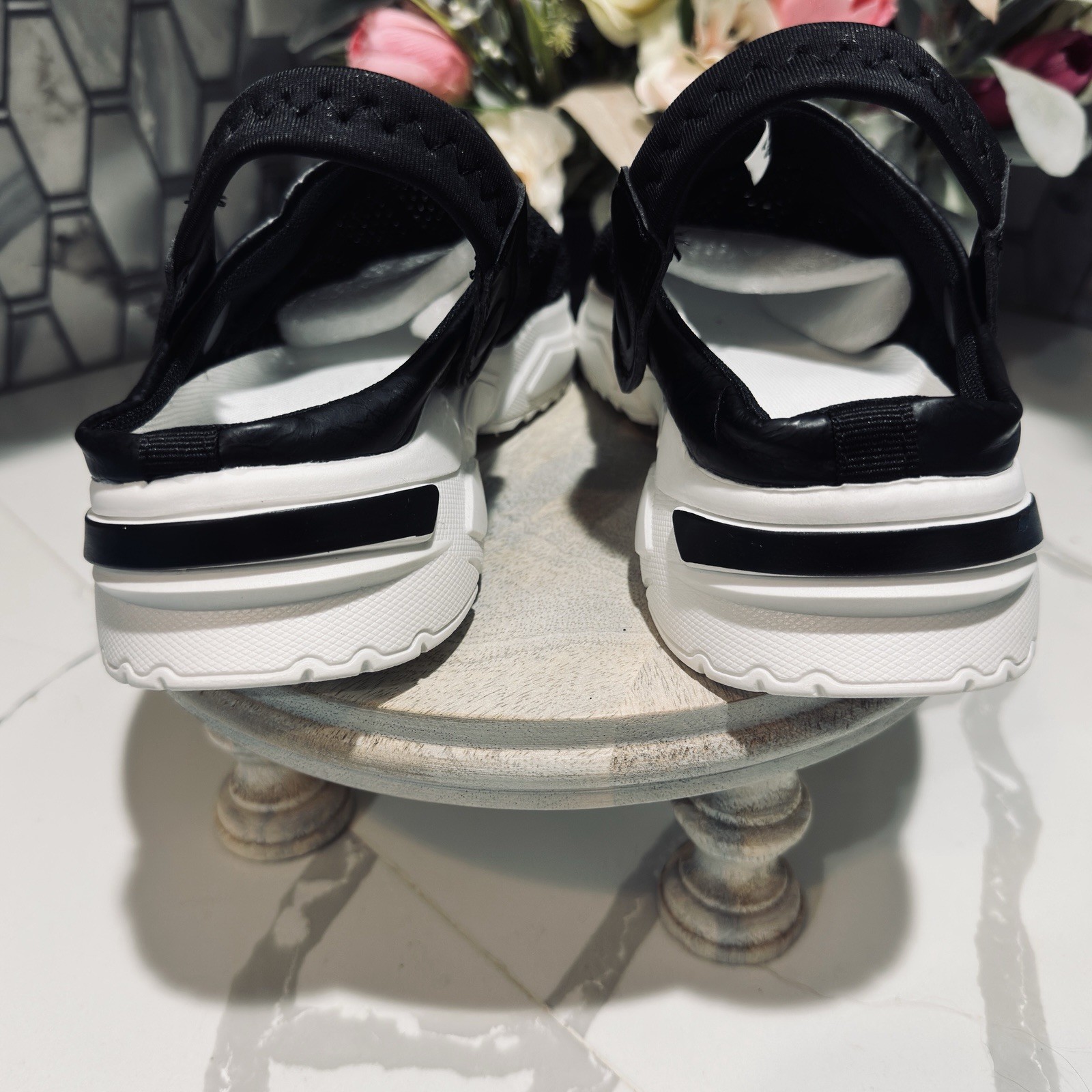 Black Mesh Flat Slingback Breathable Cushion Shoe Pool Beach Walking Sz 41 10