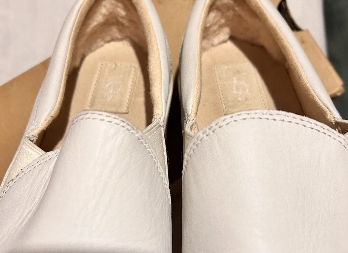 UGG Womens KITLYN White Color Leather Slip Ons Comfort Shoe ,US 10 UK 8 EU 41